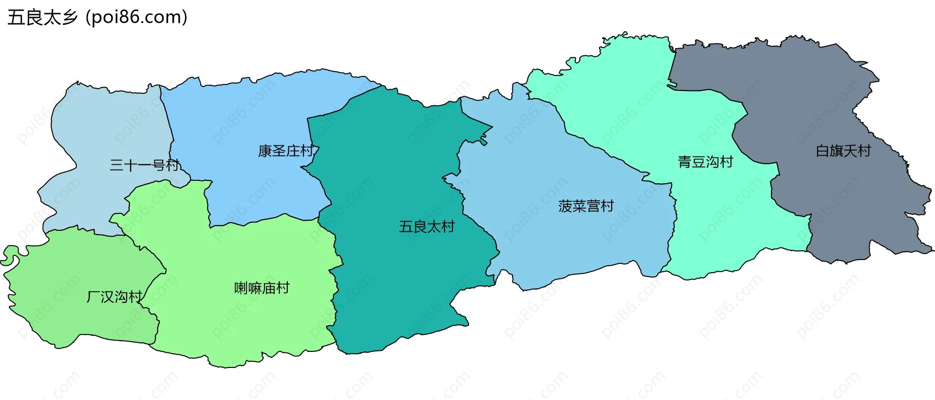 五良太乡边界地图(五级行政区划)