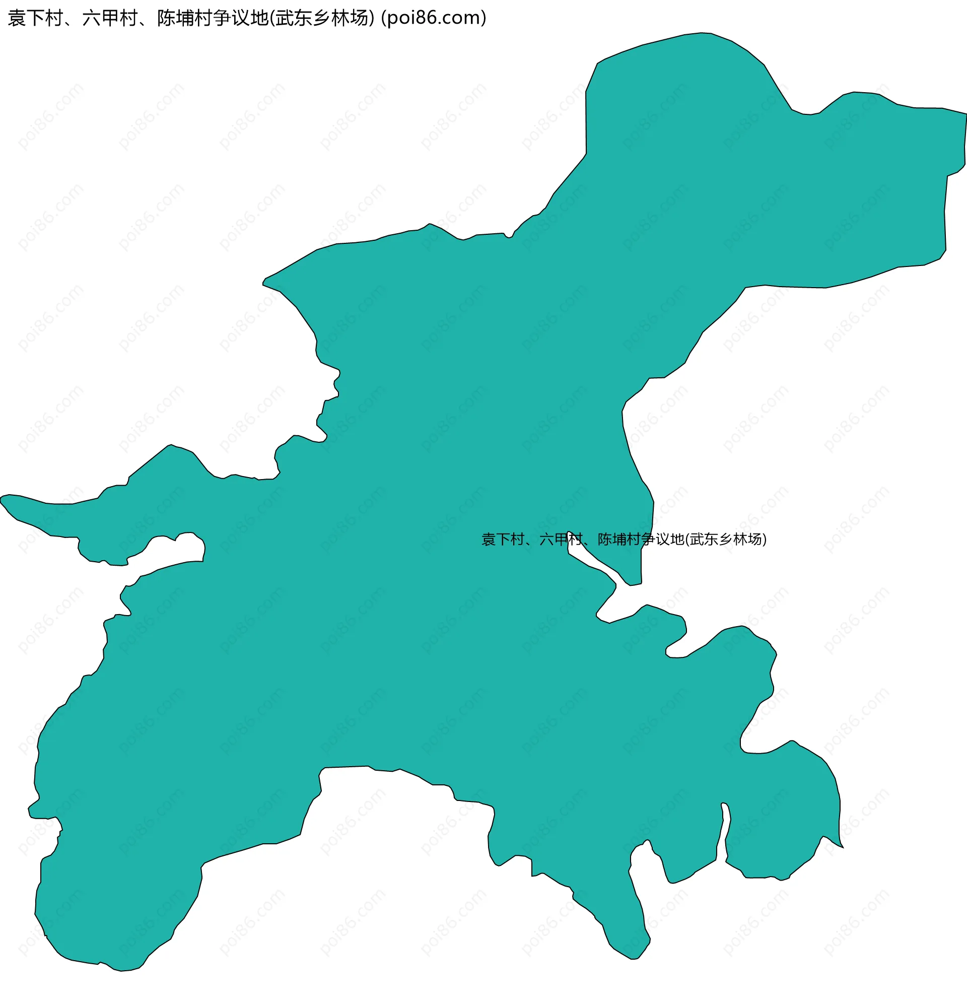 袁下村、六甲村、陈埔村争议地(武东乡林场)边界地图