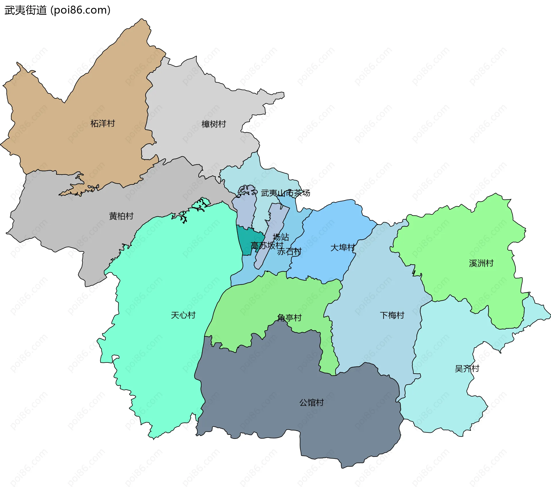 武夷街道边界地图(五级行政区划)