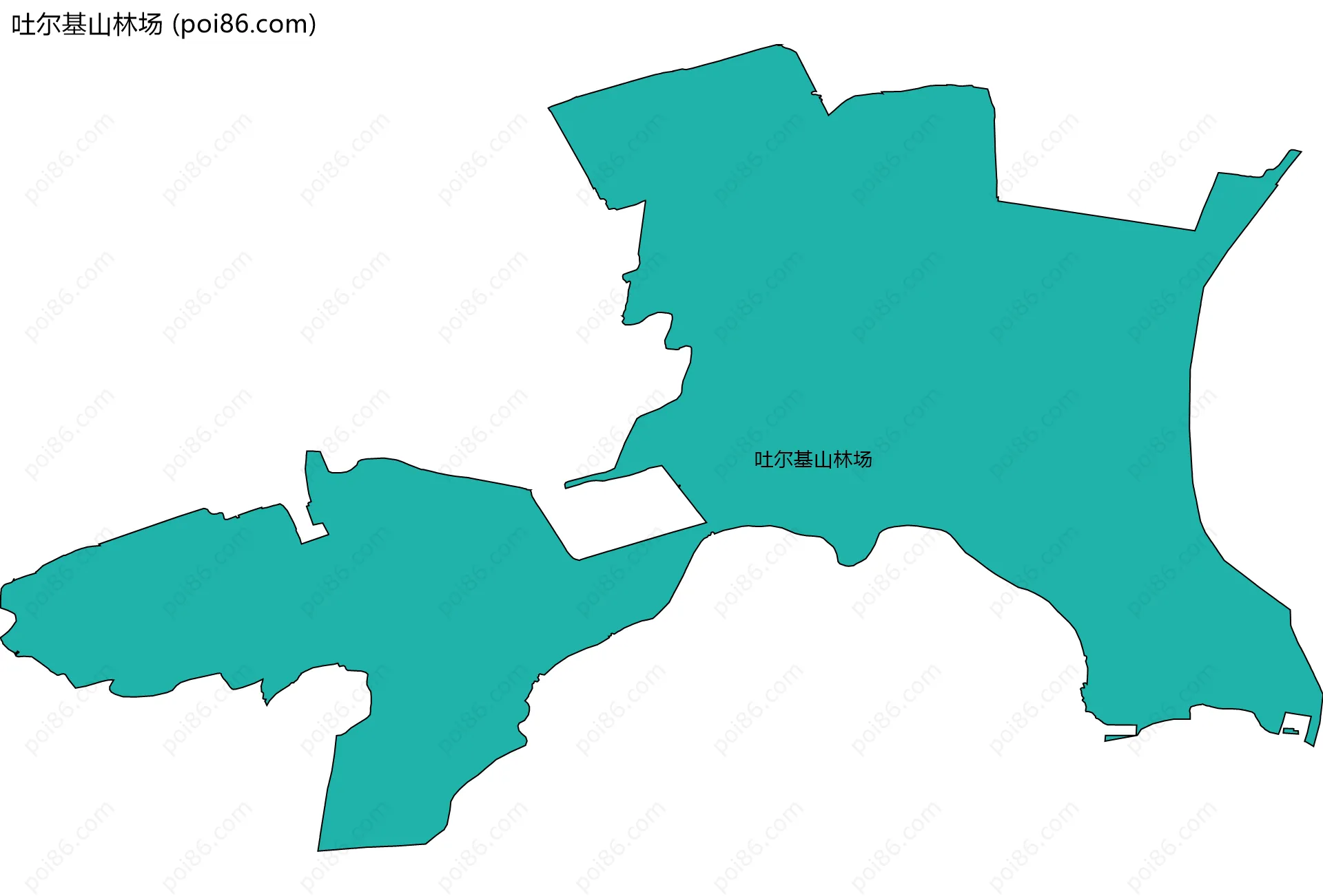 吐尔基山林场边界地图(五级行政区划)