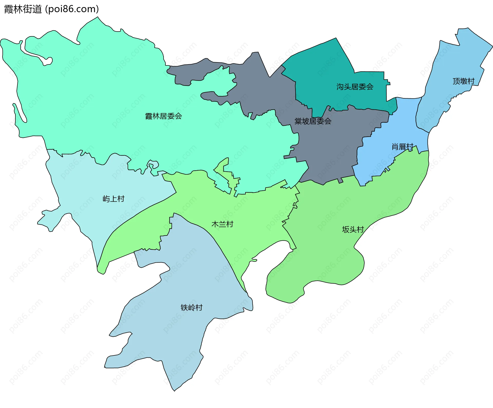霞林街道边界地图(五级行政区划)