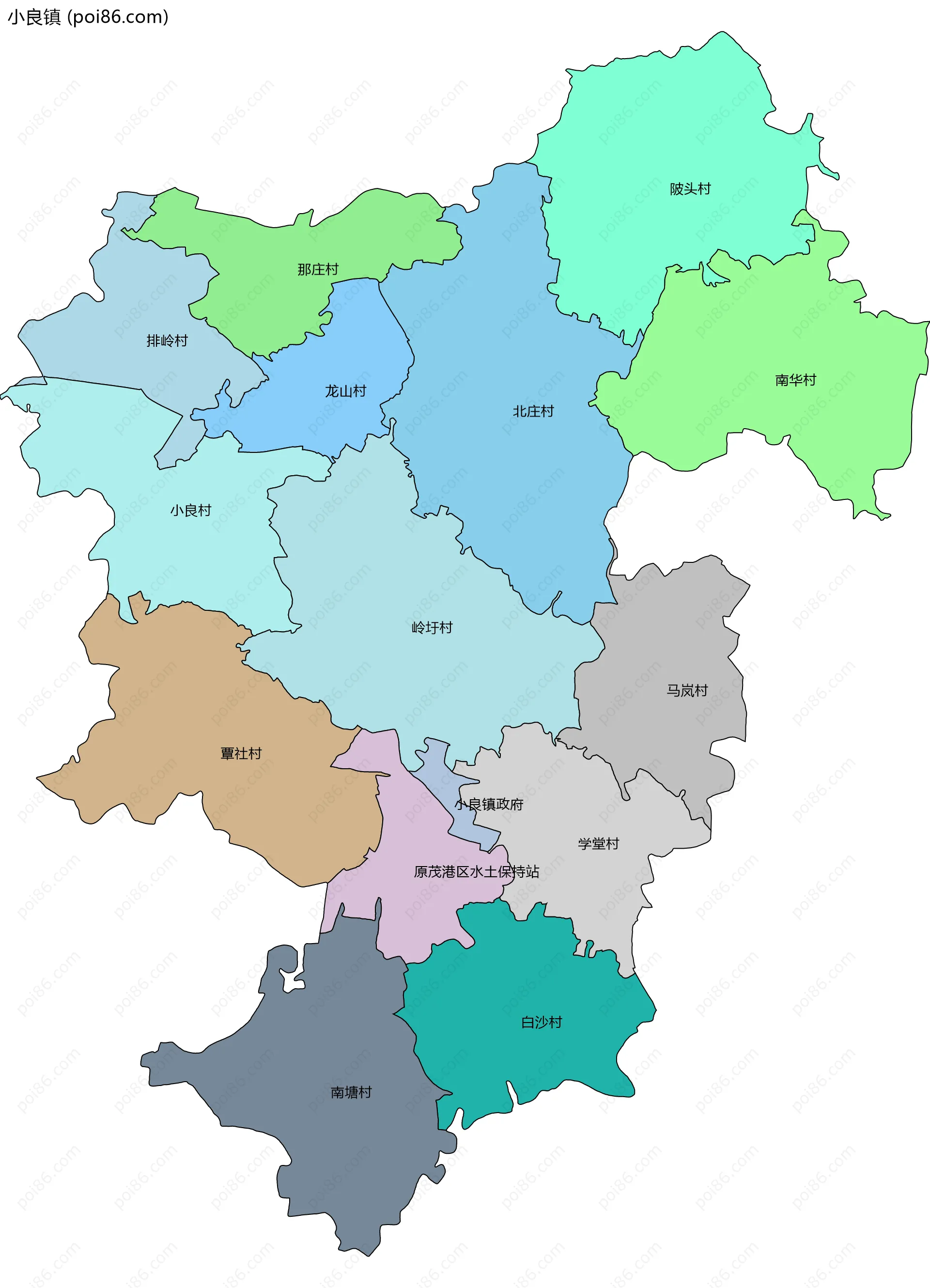 小良镇边界地图(五级行政区划)
