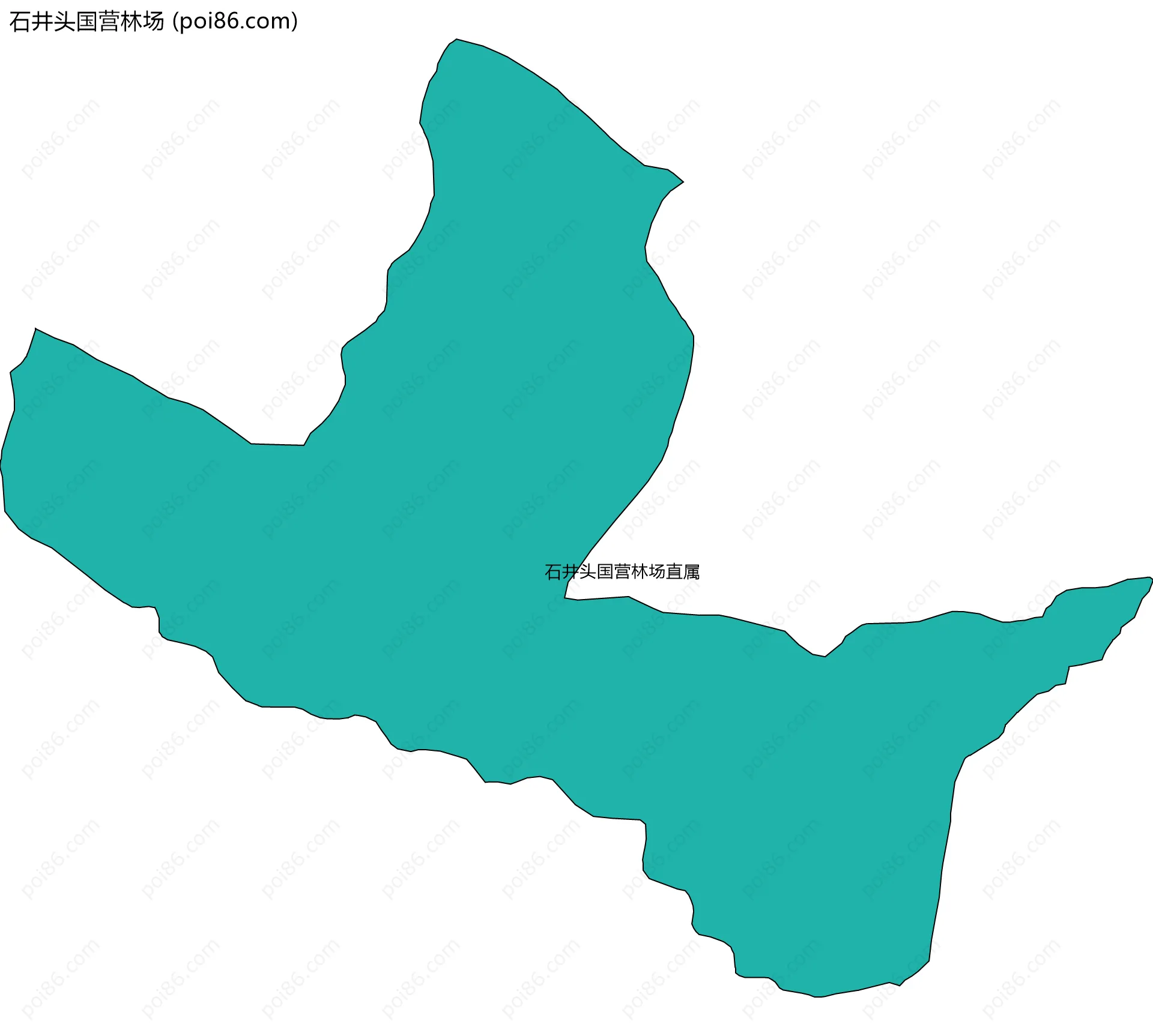 石井头国营林场边界地图(五级行政区划)