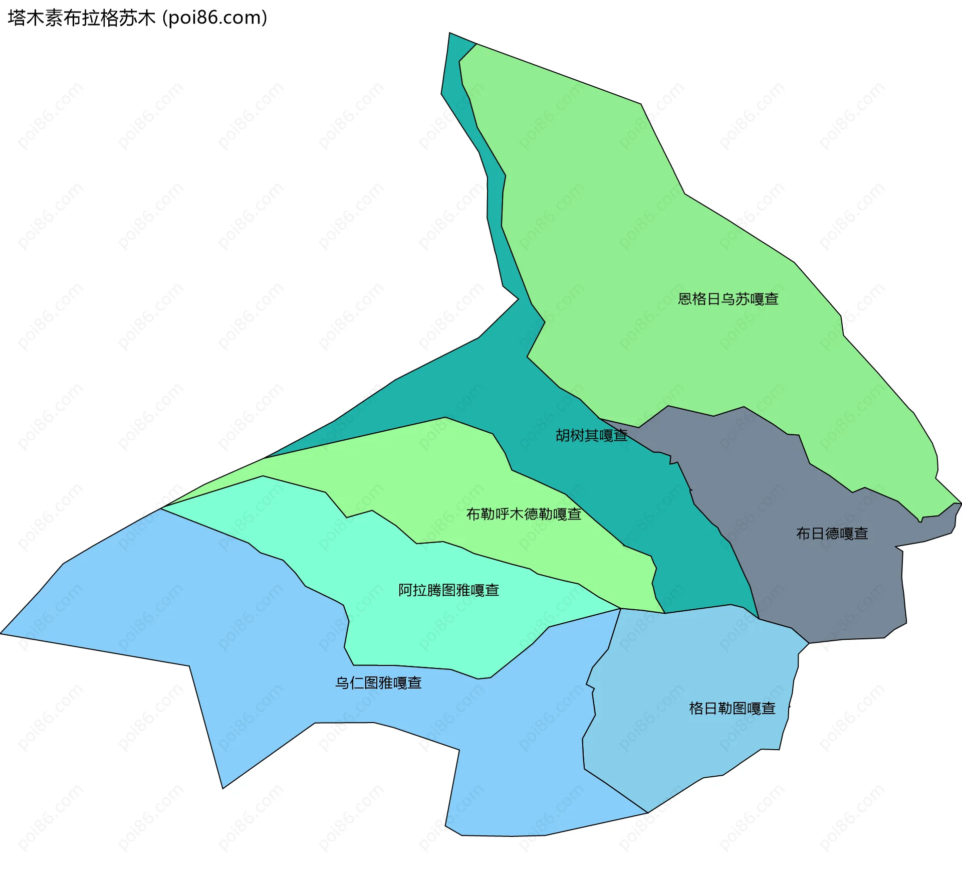 塔木素布拉格苏木边界地图(五级行政区划)