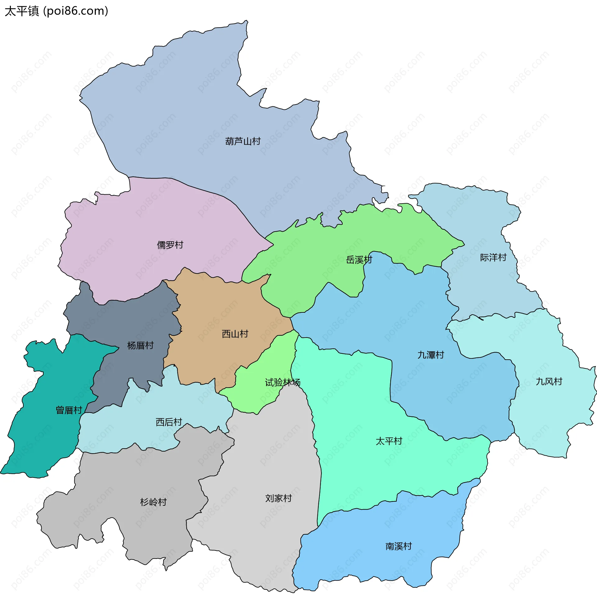 太平镇边界地图(五级行政区划)