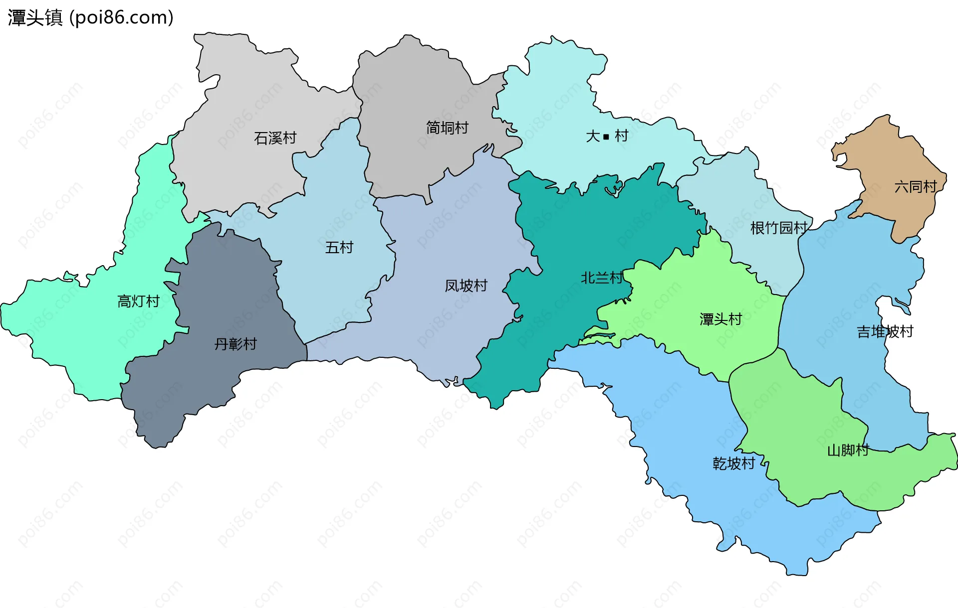 潭头镇边界地图(五级行政区划)