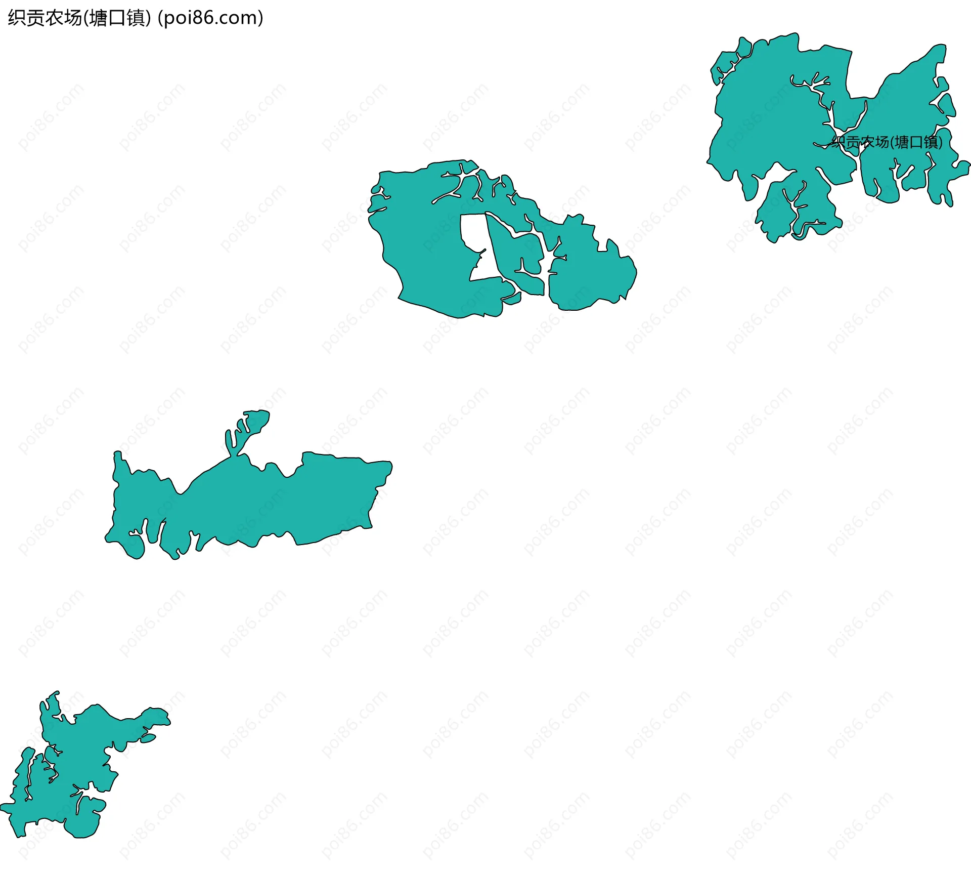 织贡农场(塘口镇)边界地图