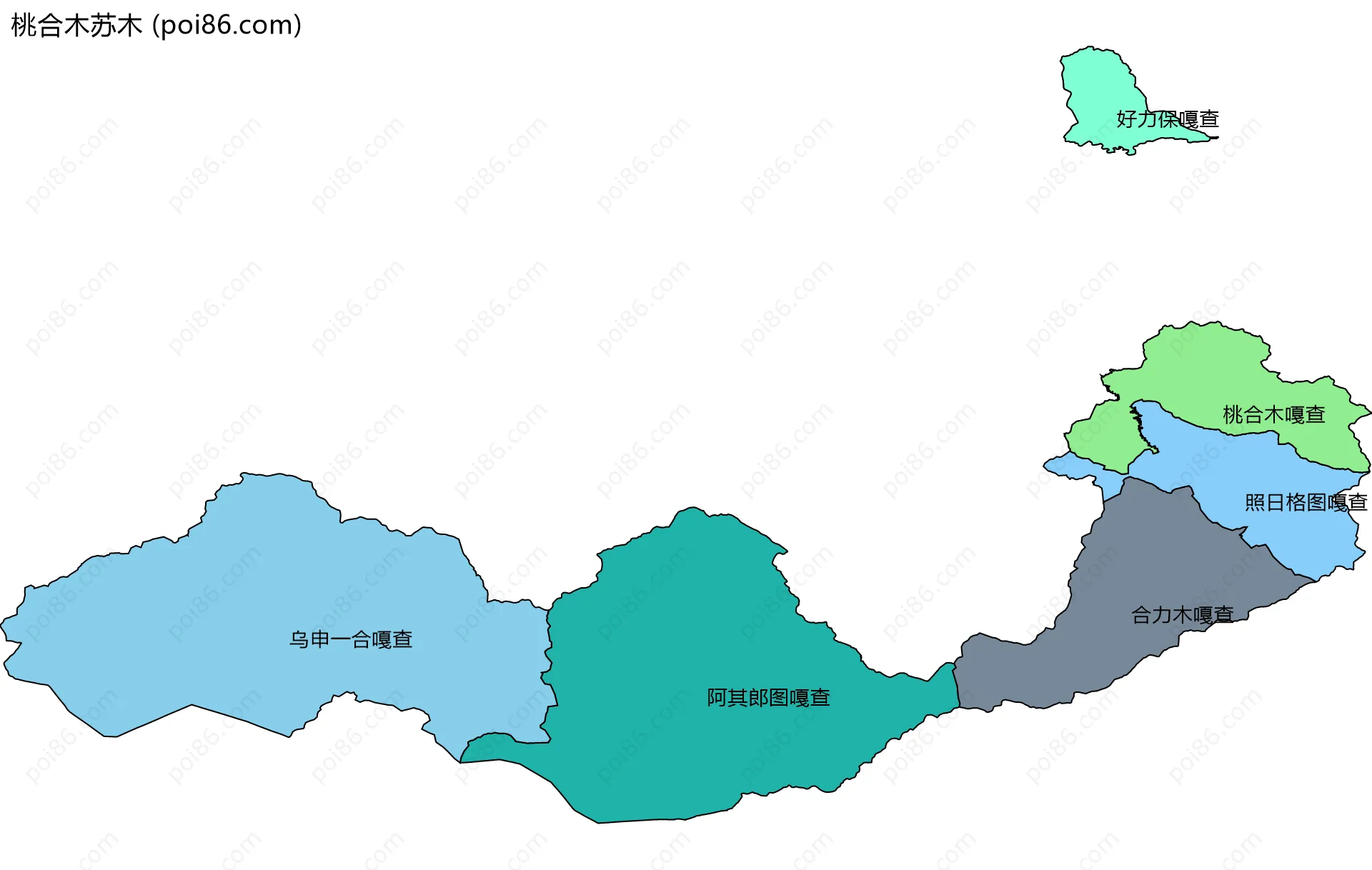 桃合木苏木边界地图(五级行政区划)