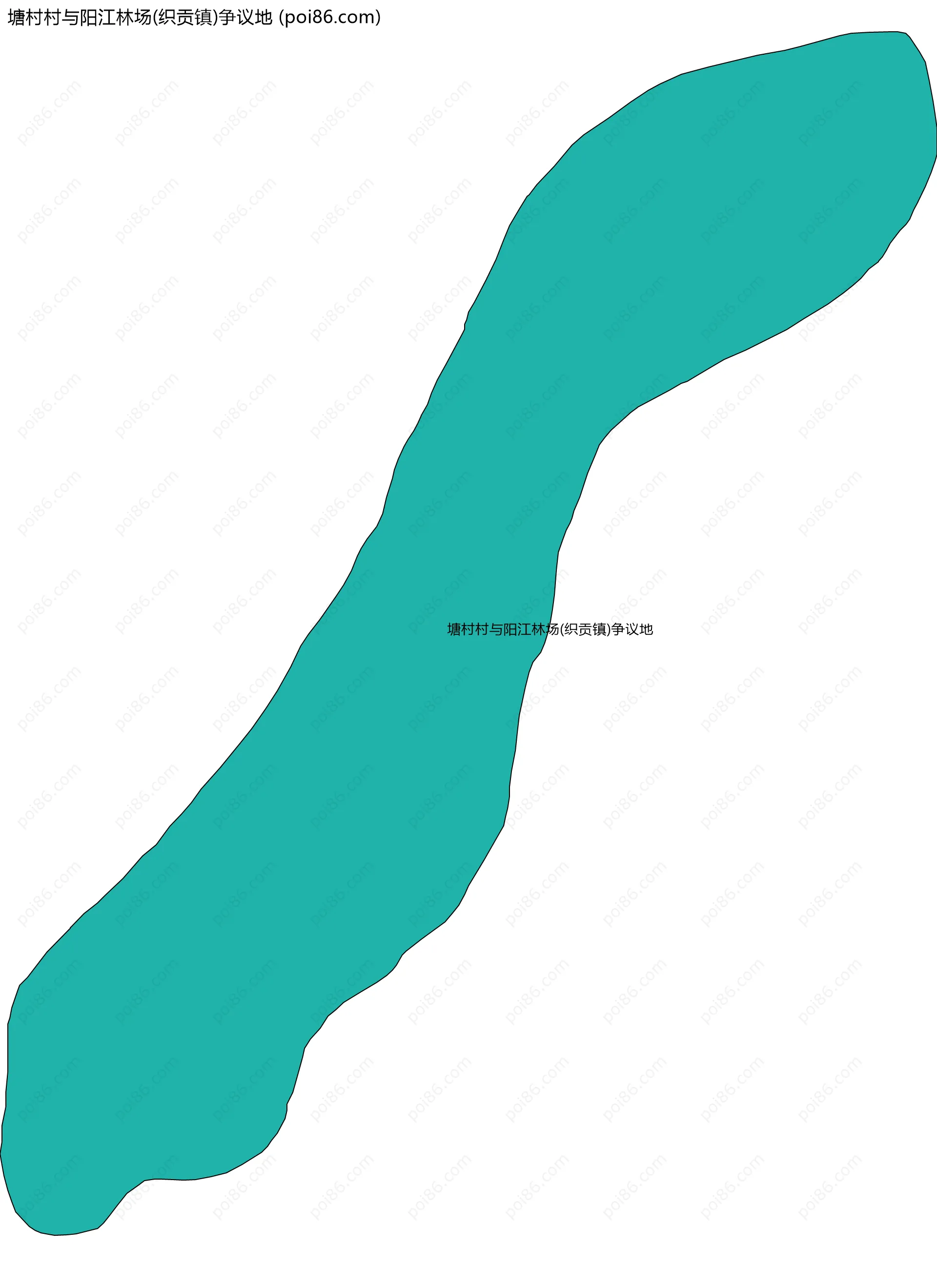 塘村村与阳江林场(织贡镇)争议地边界地图