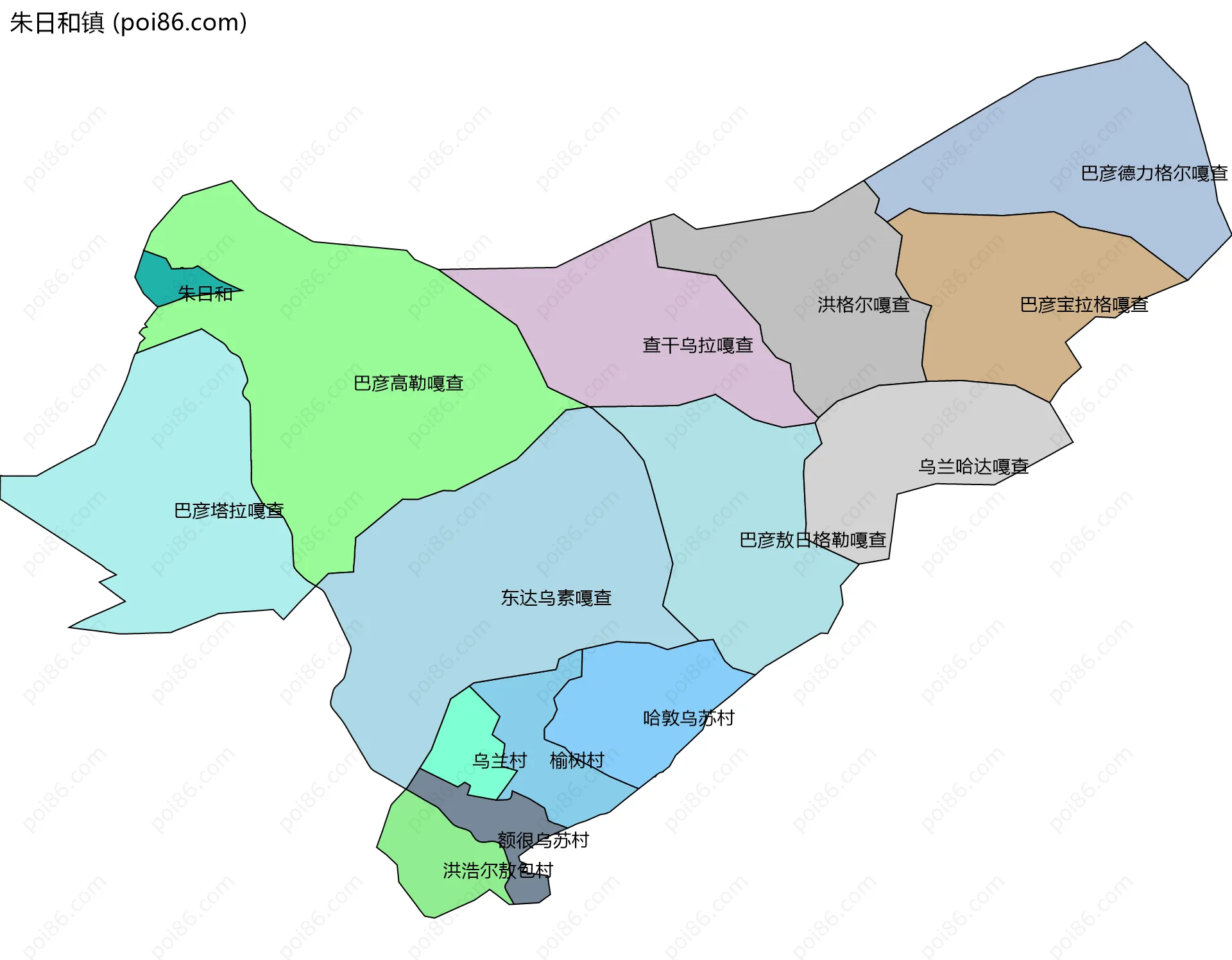 朱日和镇边界地图(五级行政区划)
