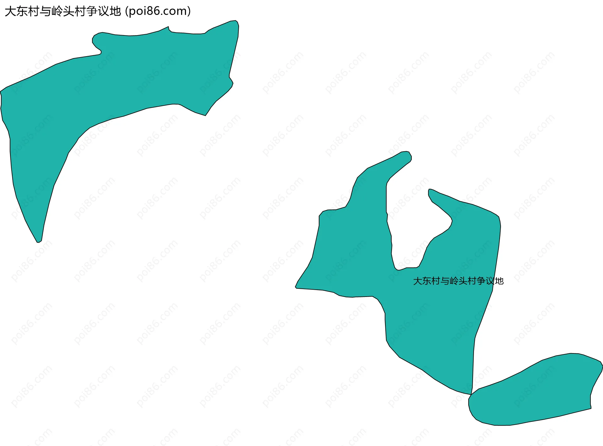 大东村与岭头村争议地边界地图