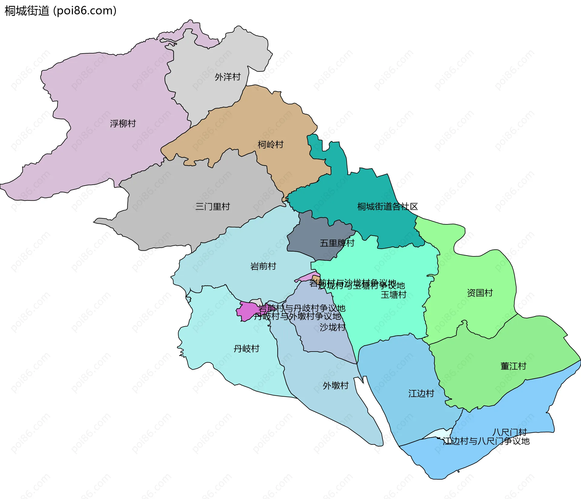 桐城街道边界地图(五级行政区划)