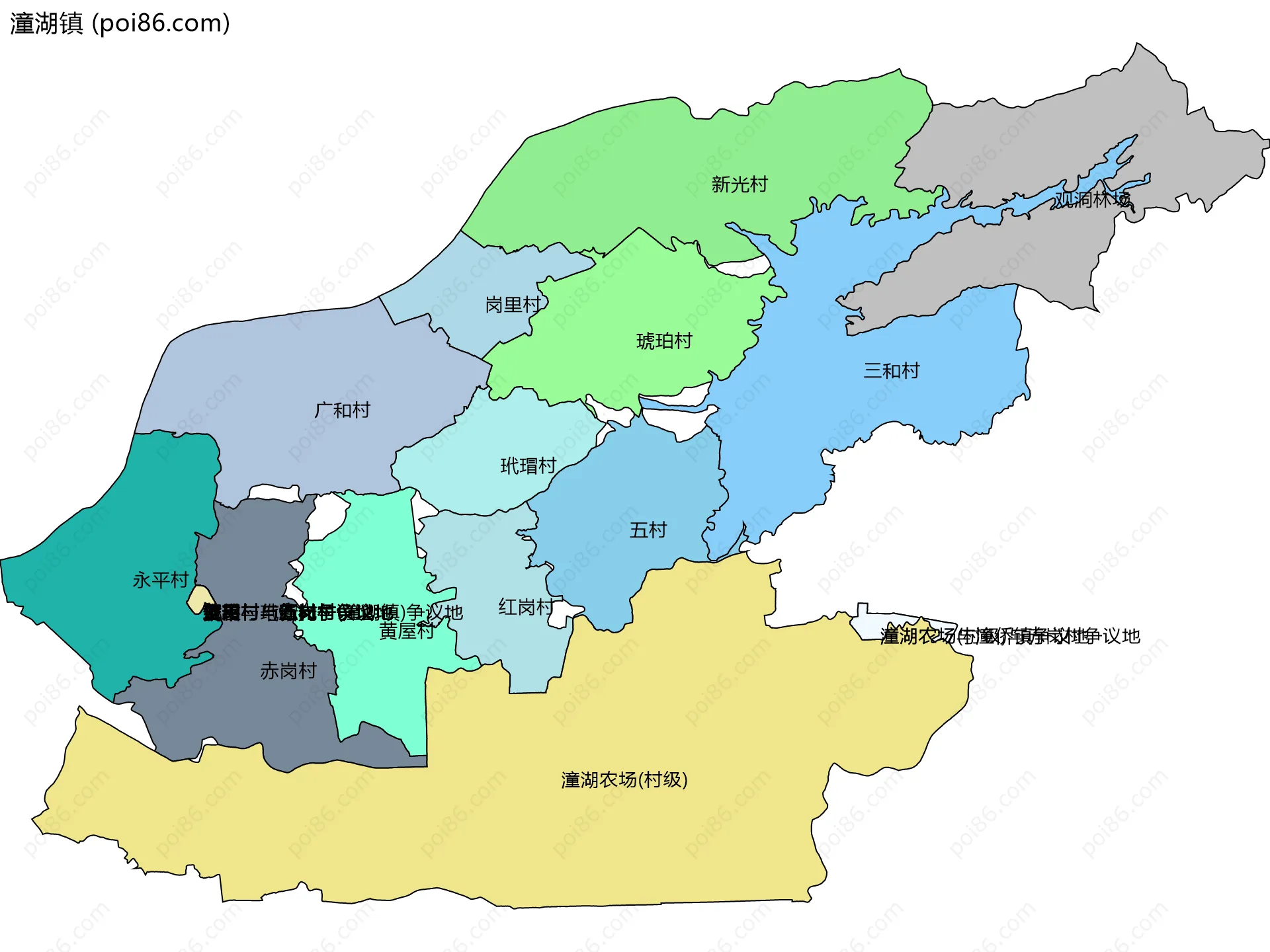潼湖镇边界地图(五级行政区划)