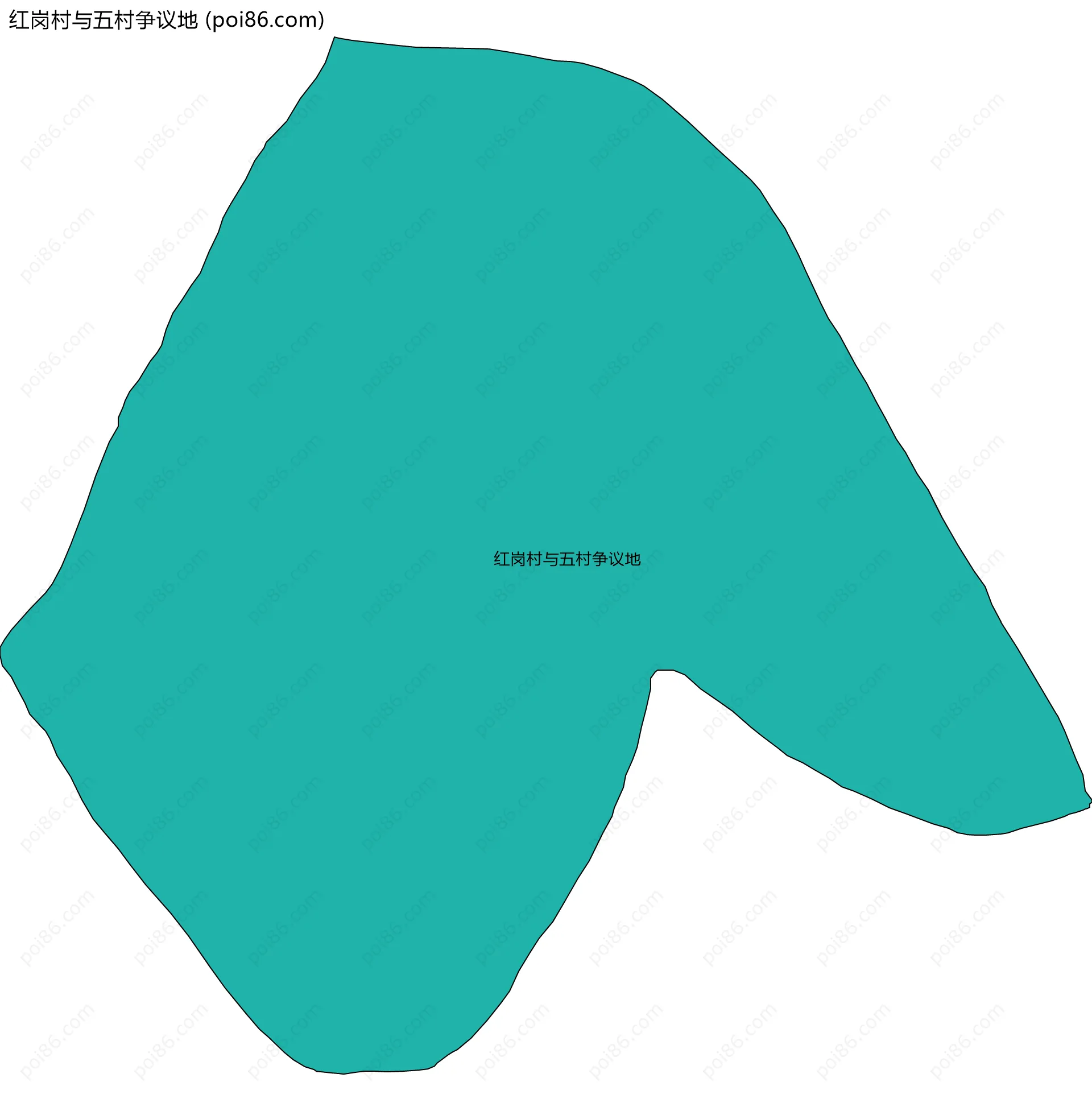 红岗村与五村争议地边界地图