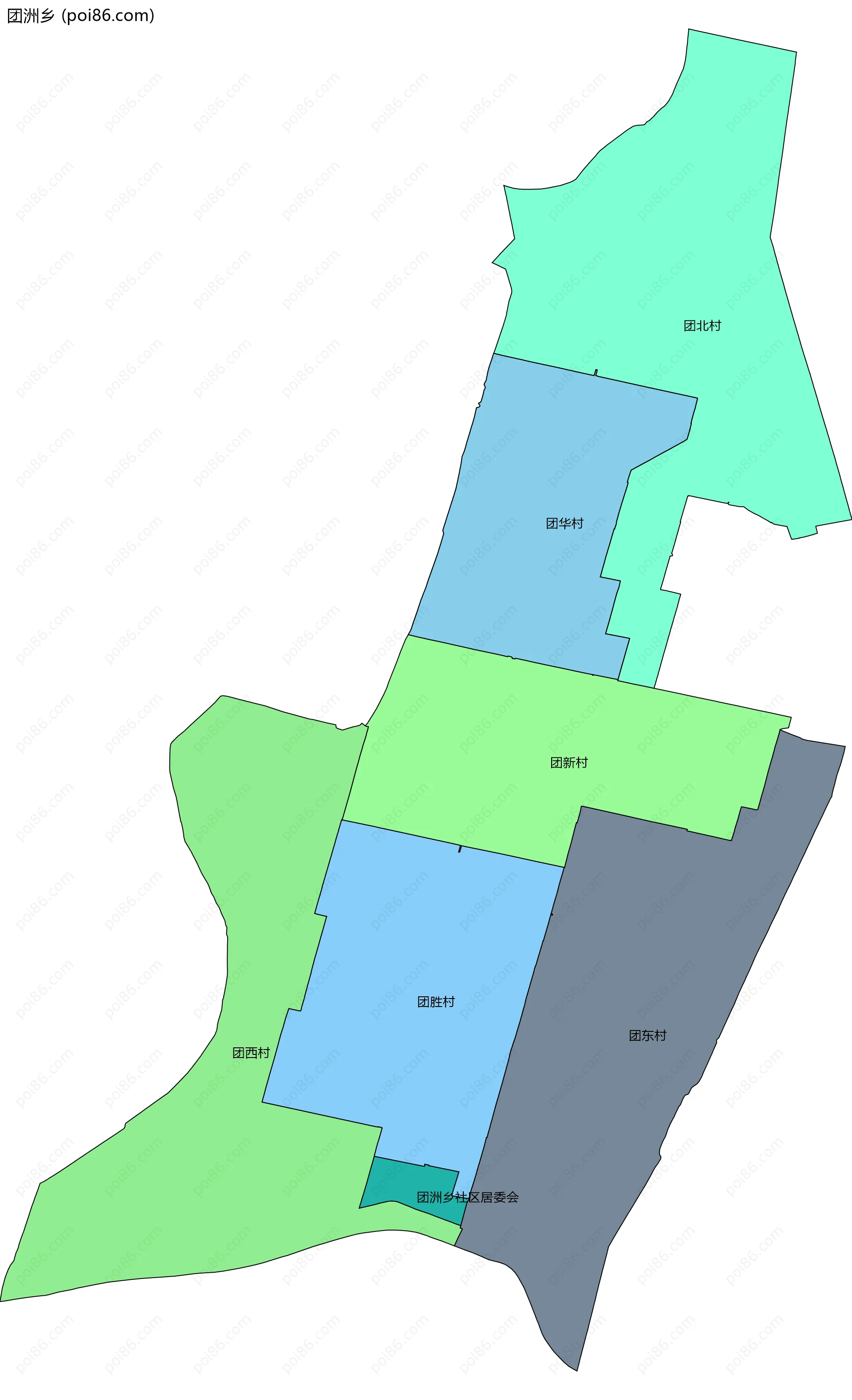 团洲乡边界地图(五级行政区划)
