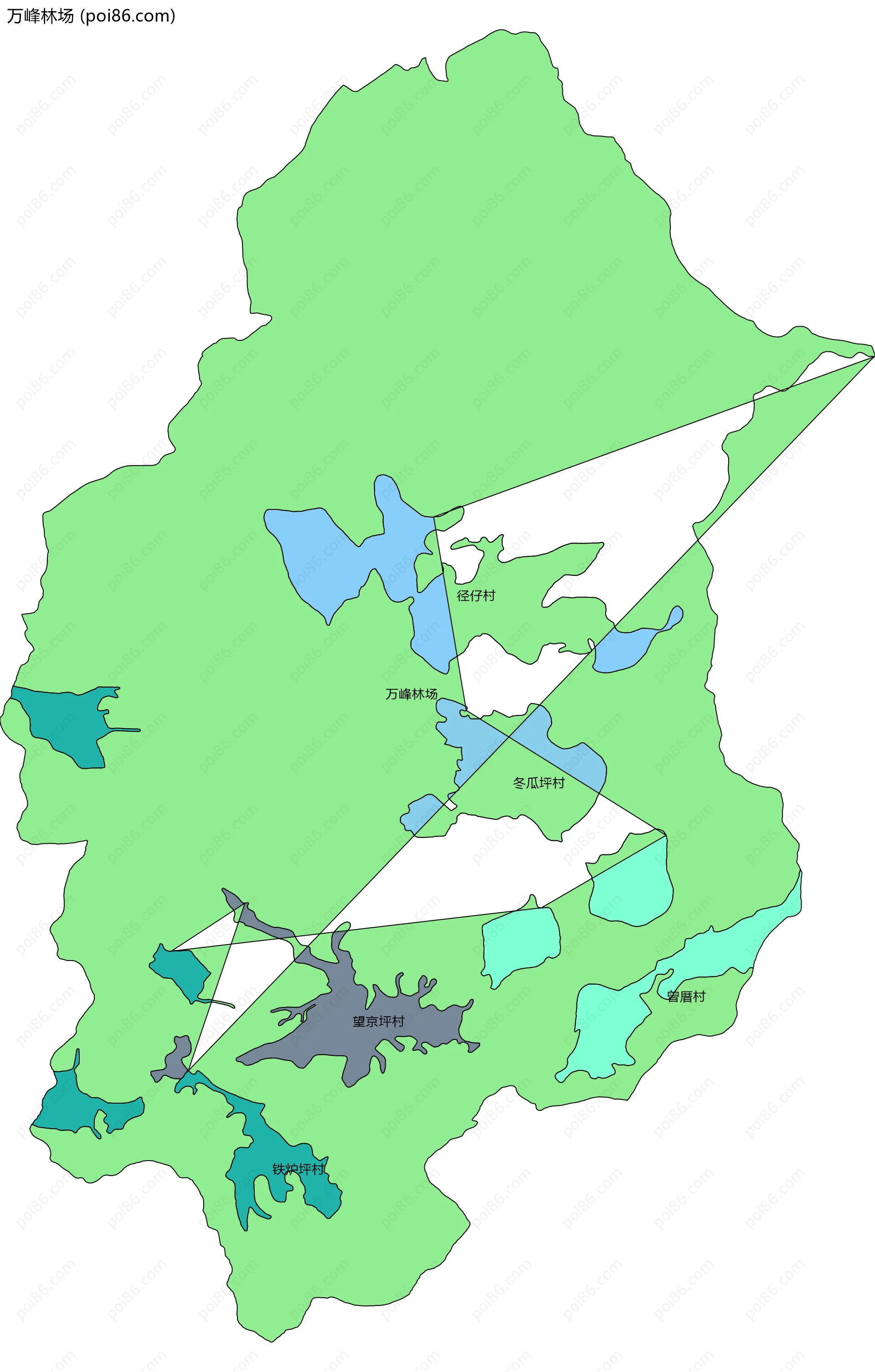 万峰林场边界地图(五级行政区划)