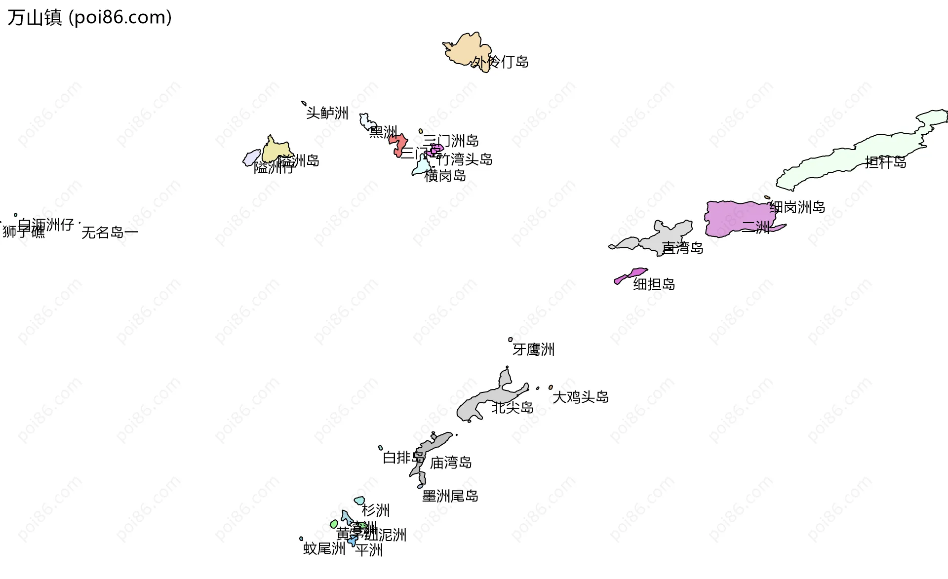 万山镇边界地图(五级行政区划)