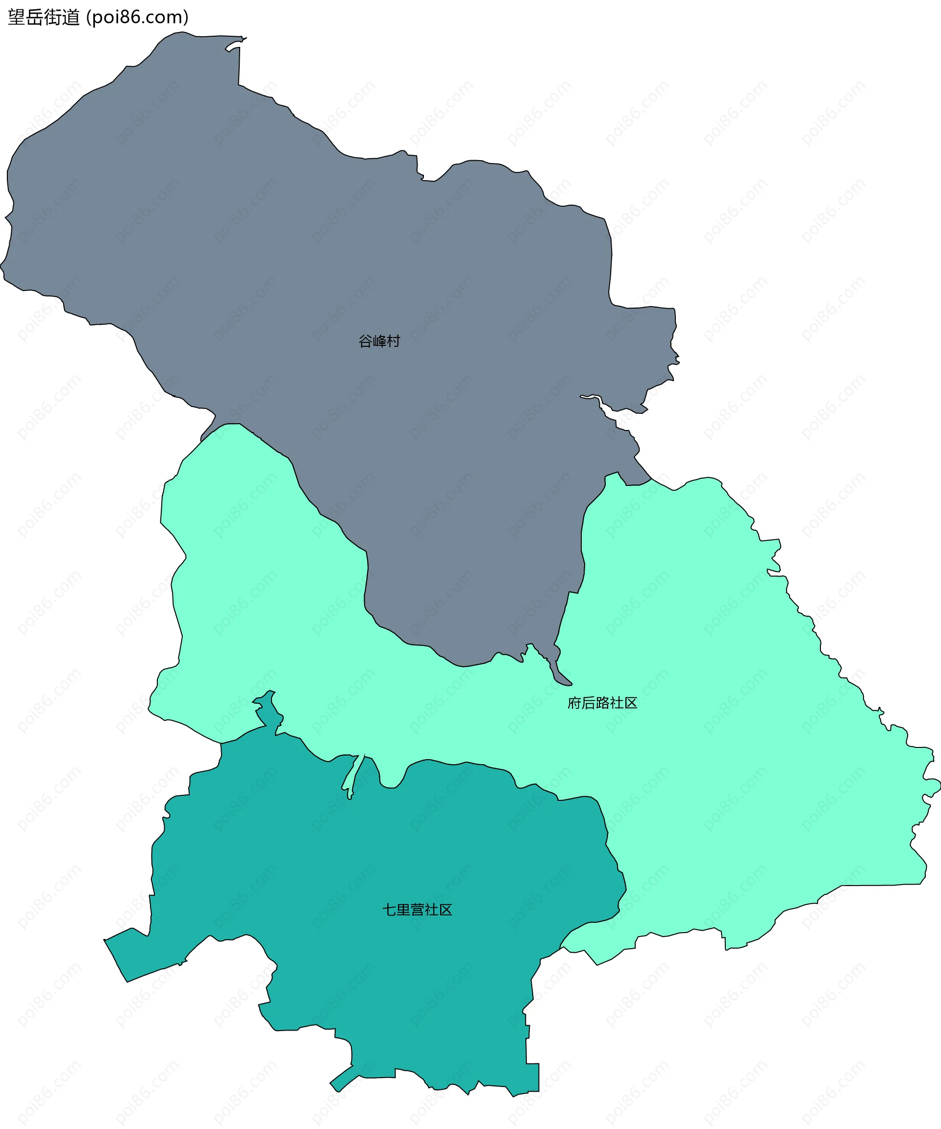 望岳街道边界地图(五级行政区划)