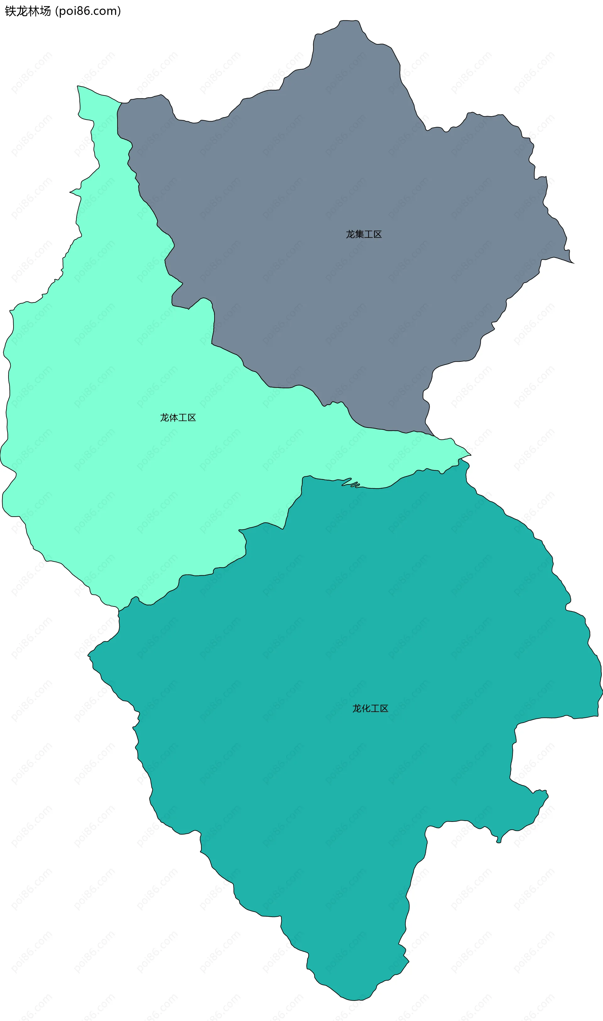 铁龙林场边界地图(五级行政区划)