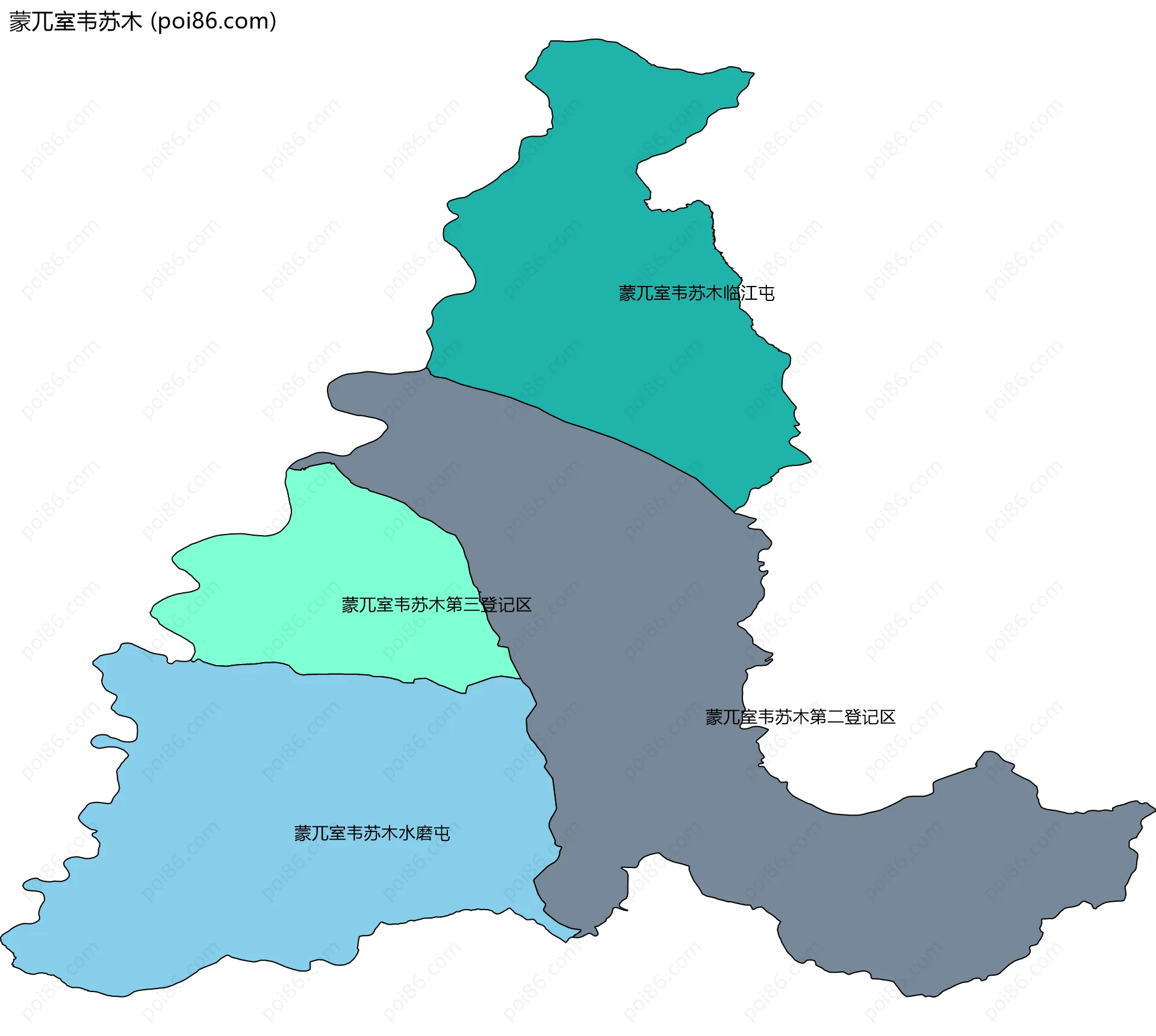 蒙兀室韦苏木边界地图(五级行政区划)