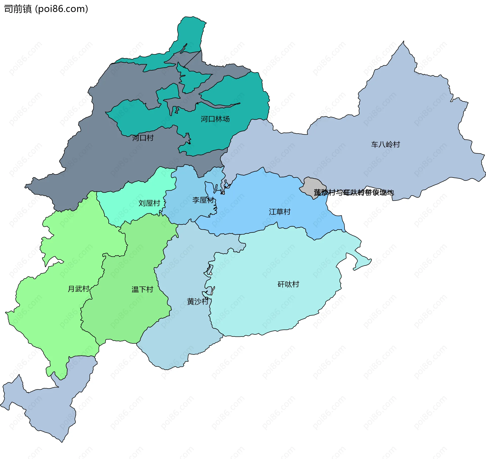 司前镇边界地图(五级行政区划)