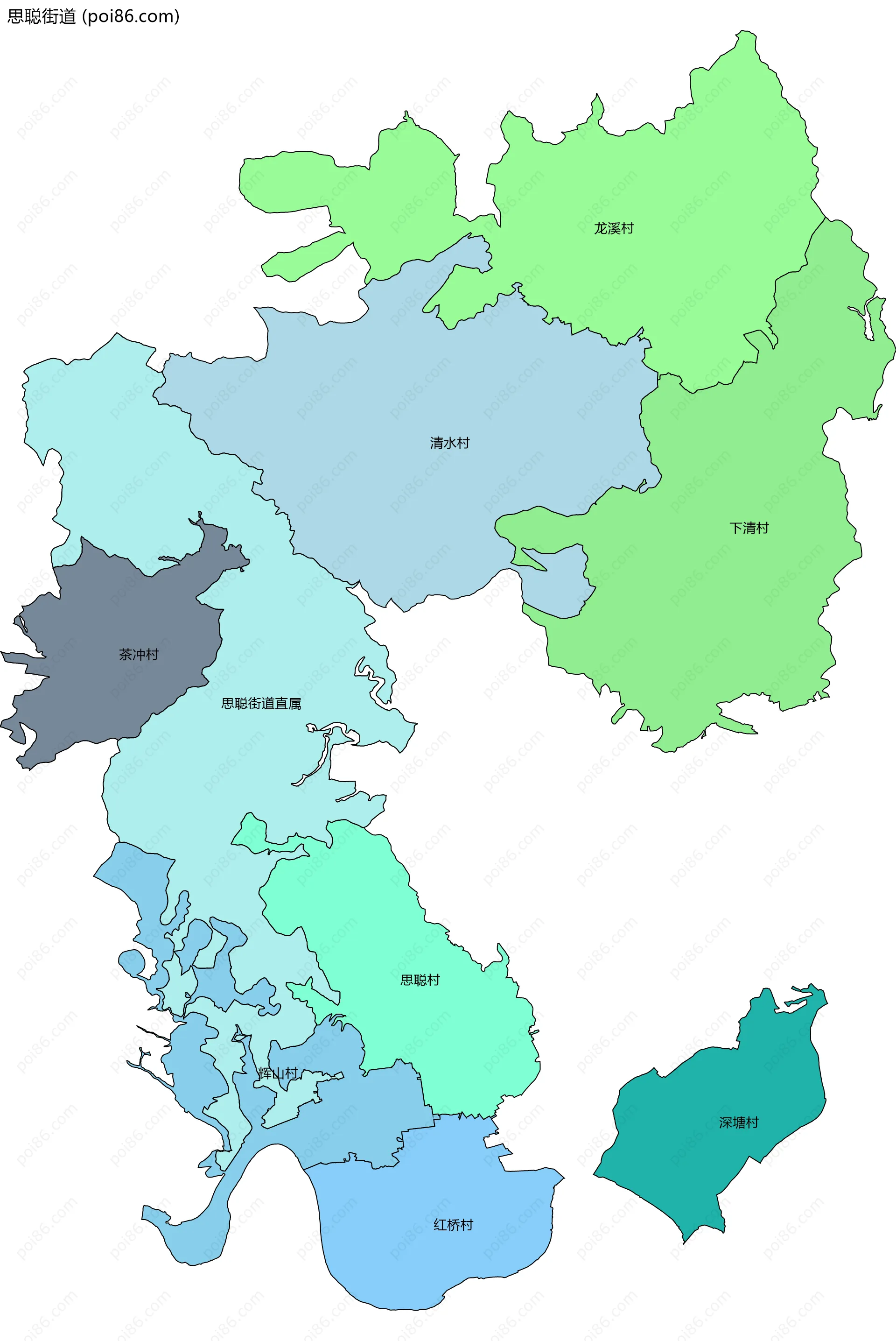 思聪街道边界地图(五级行政区划)