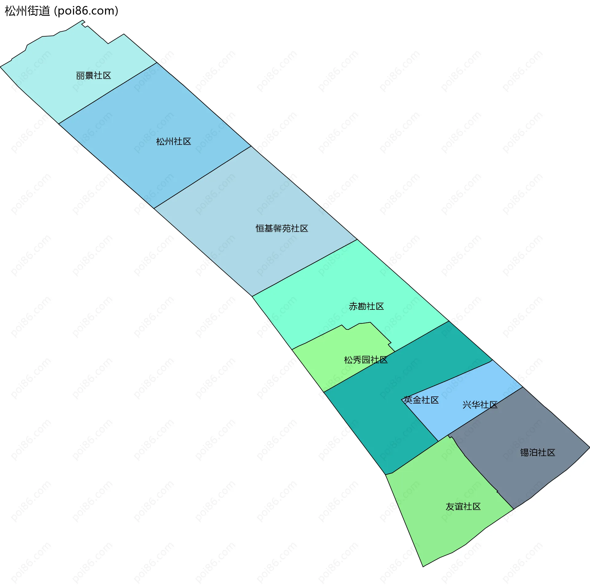 松州街道边界地图(五级行政区划)