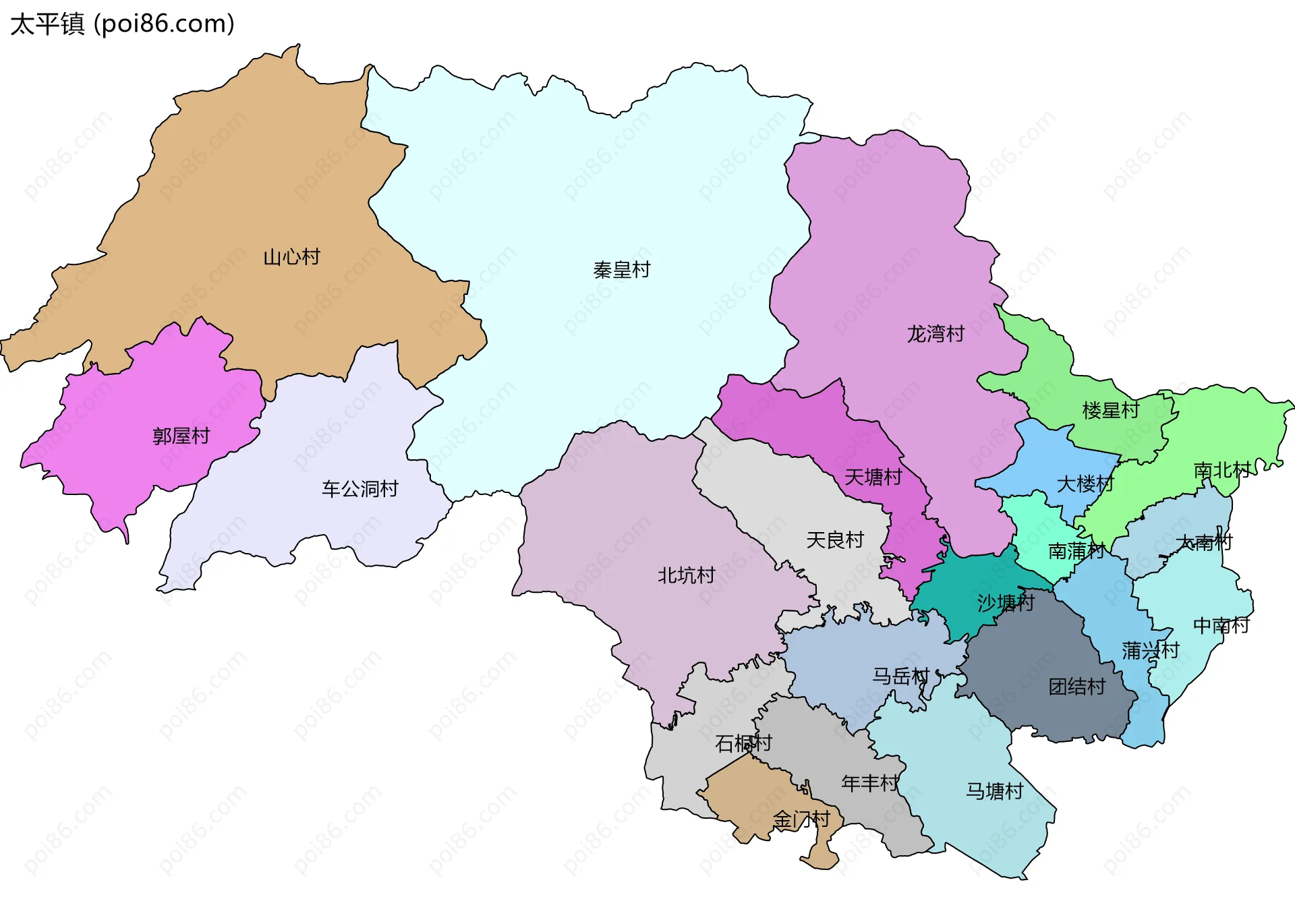 太平镇边界地图(五级行政区划)