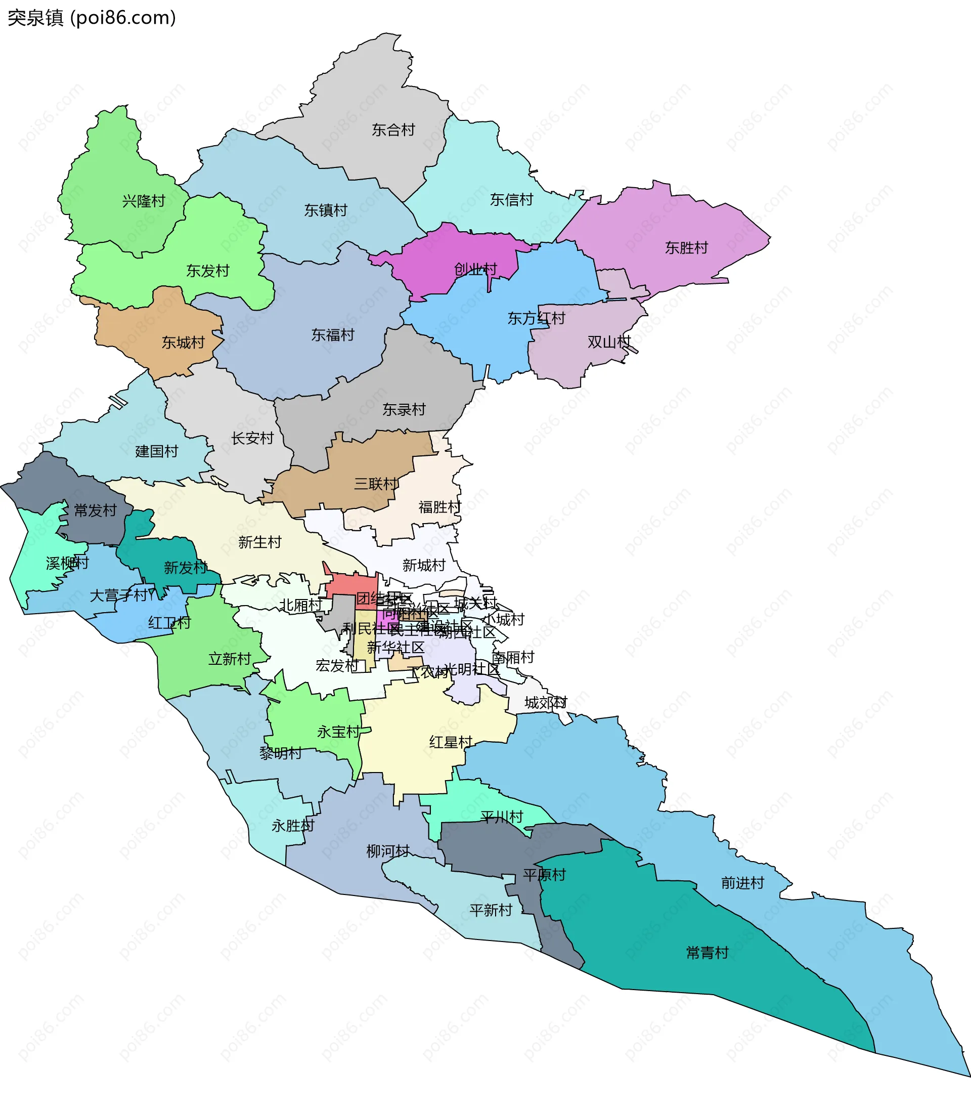 突泉镇边界地图(五级行政区划)