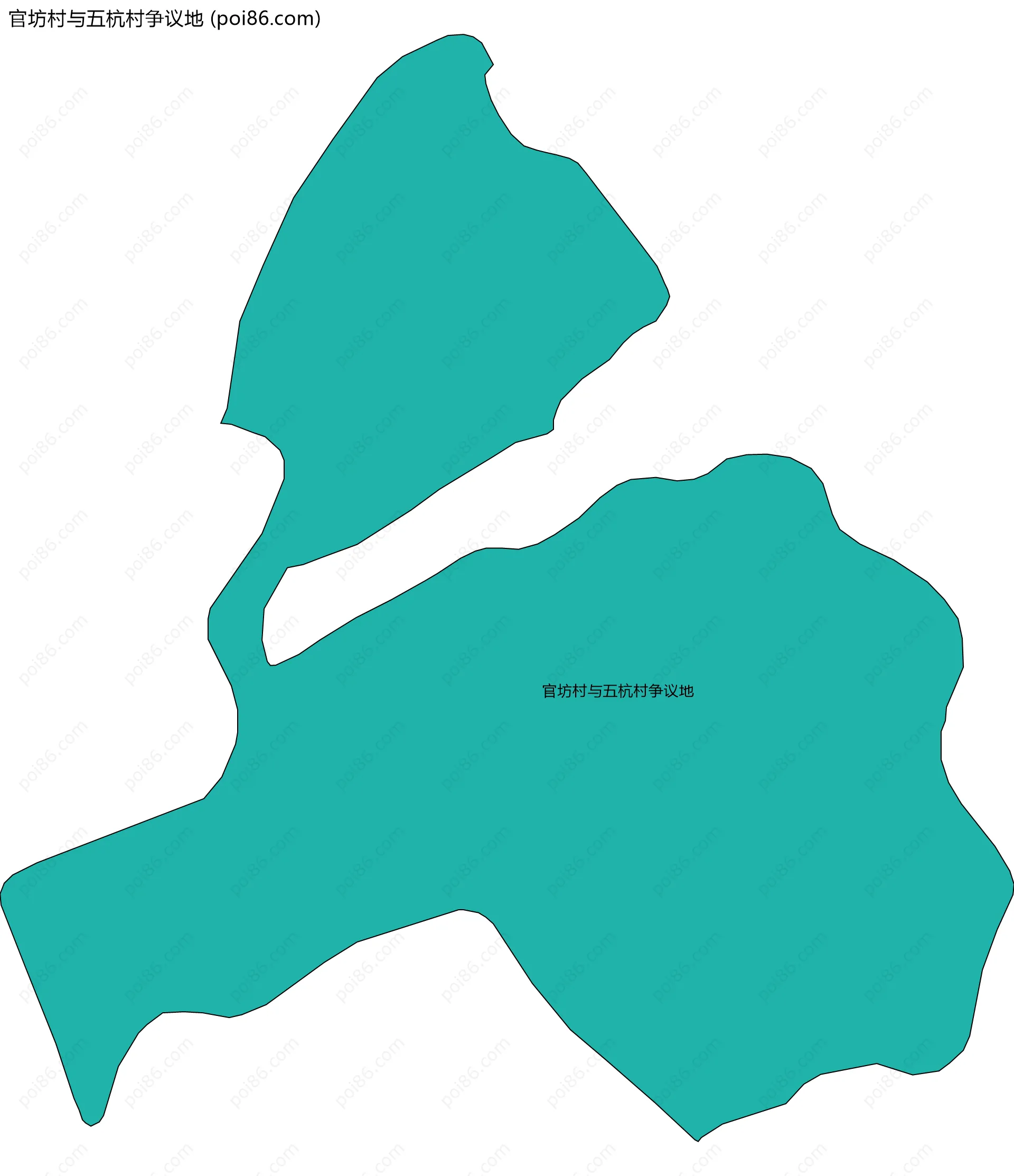 官坊村与五杭村争议地边界地图