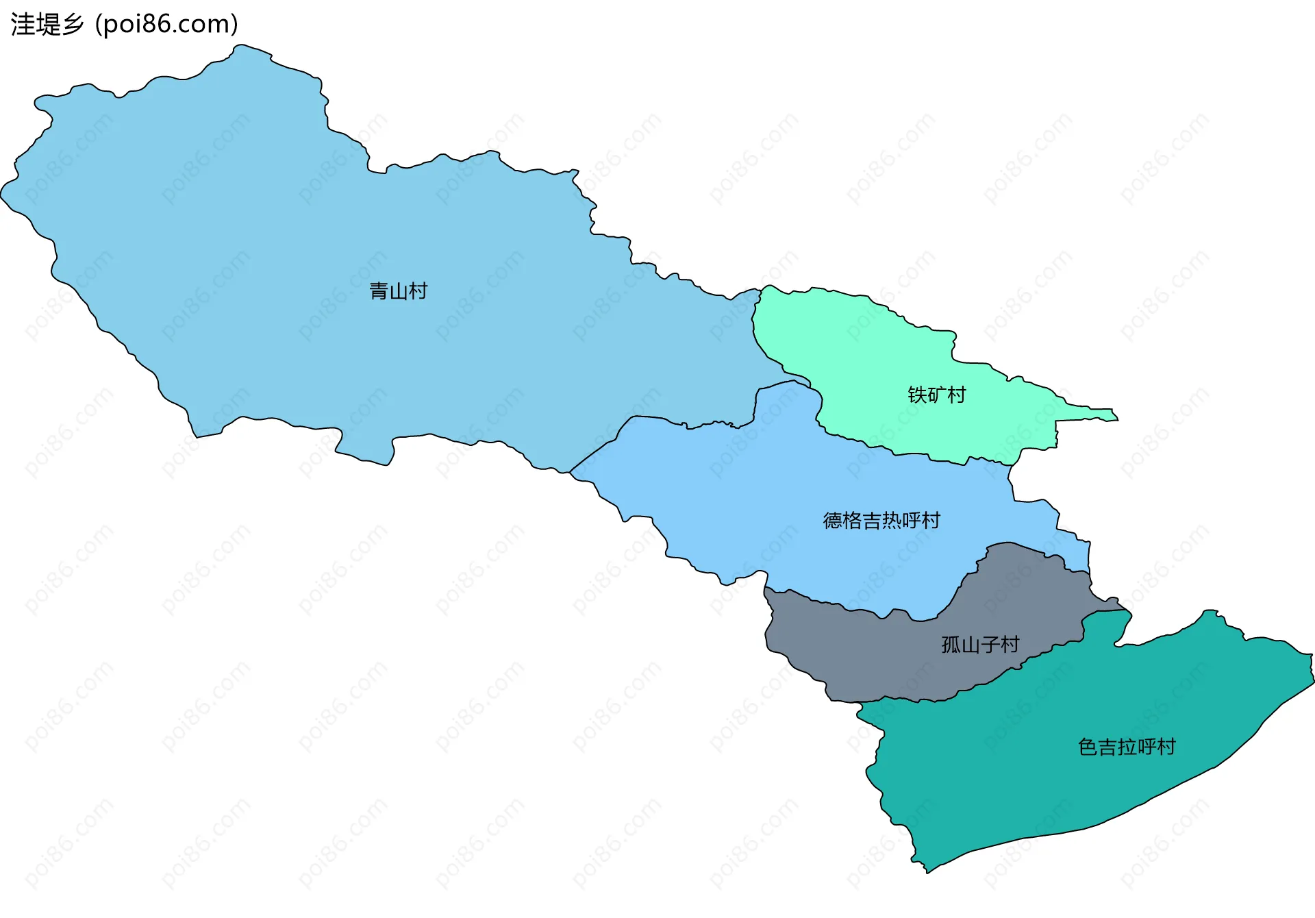 洼堤乡边界地图(五级行政区划)