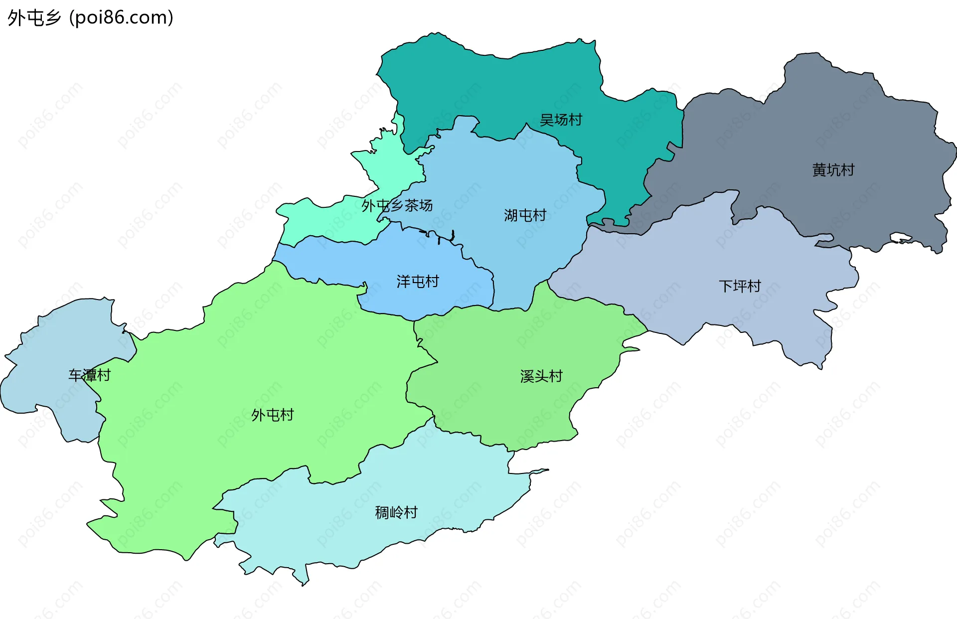 外屯乡边界地图(五级行政区划)
