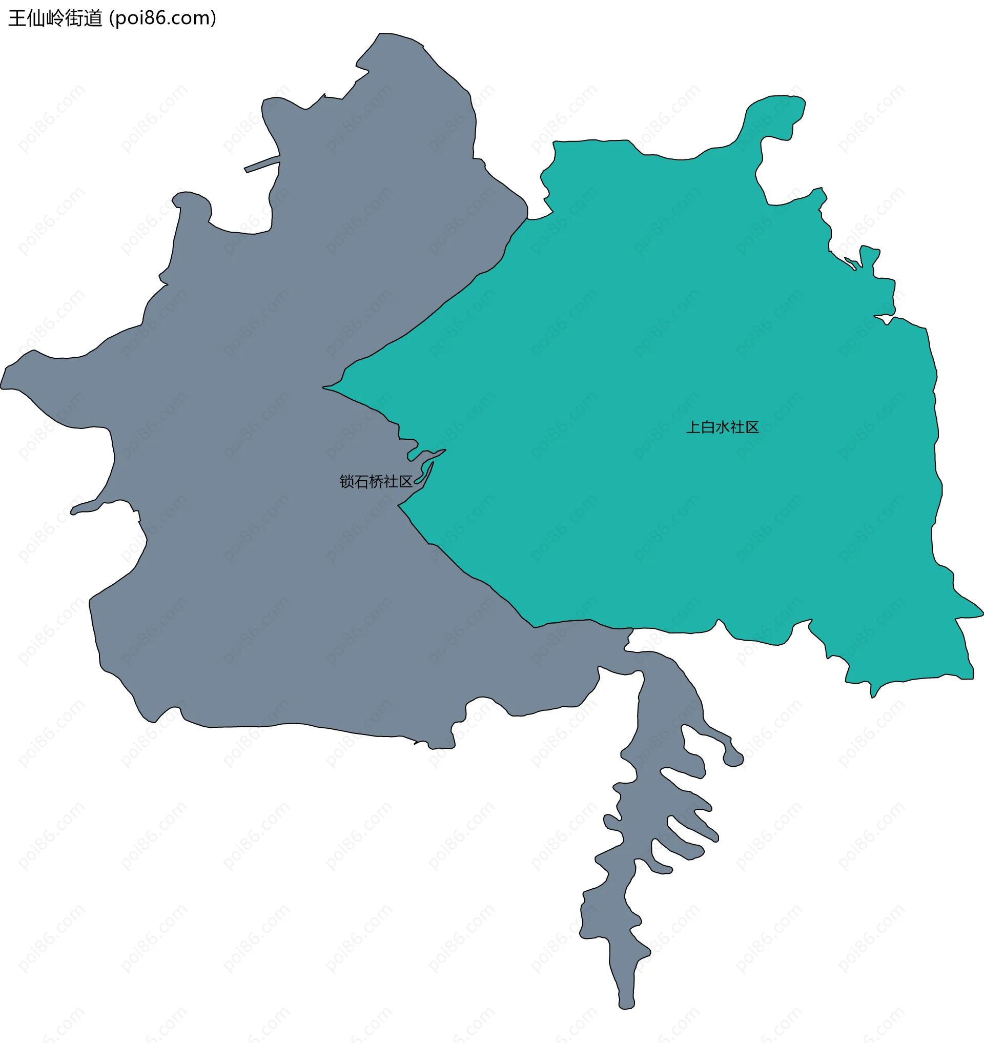 王仙岭街道边界地图(五级行政区划)