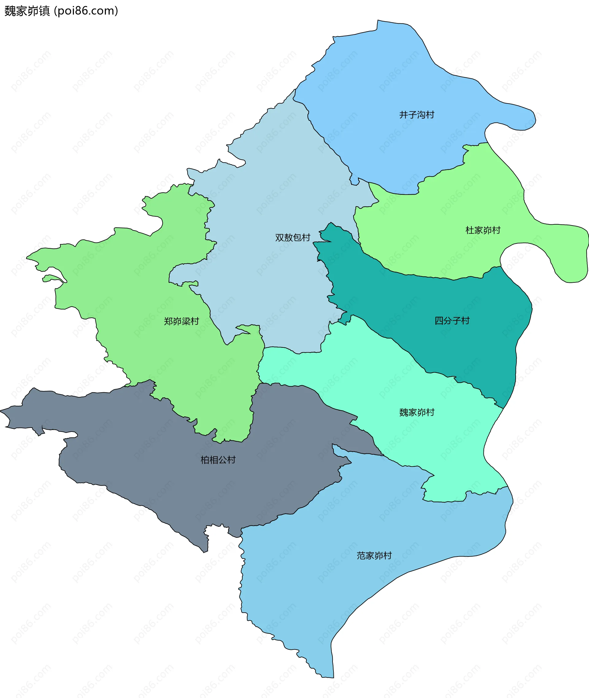 魏家峁镇边界地图(五级行政区划)