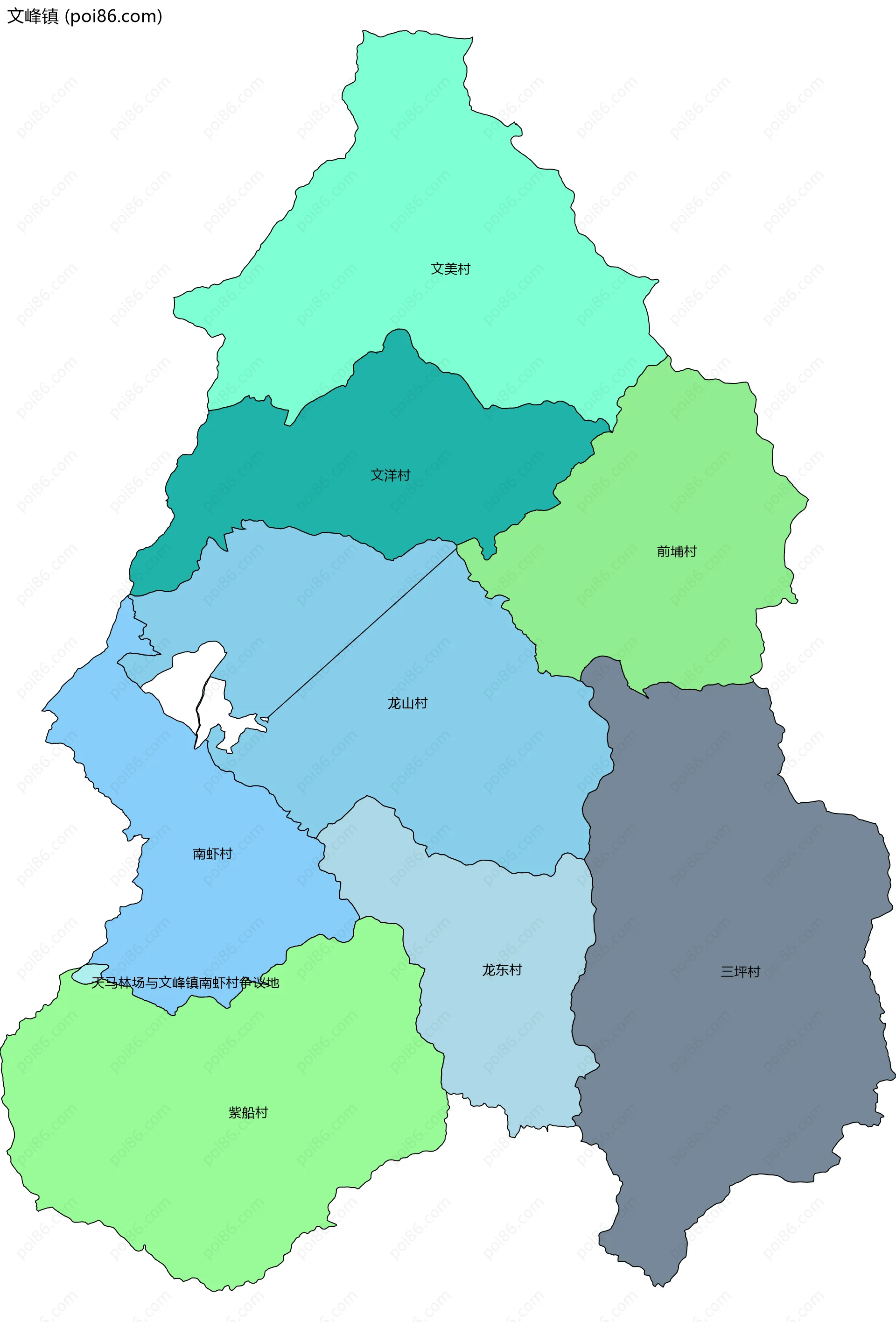 文峰镇边界地图(五级行政区划)