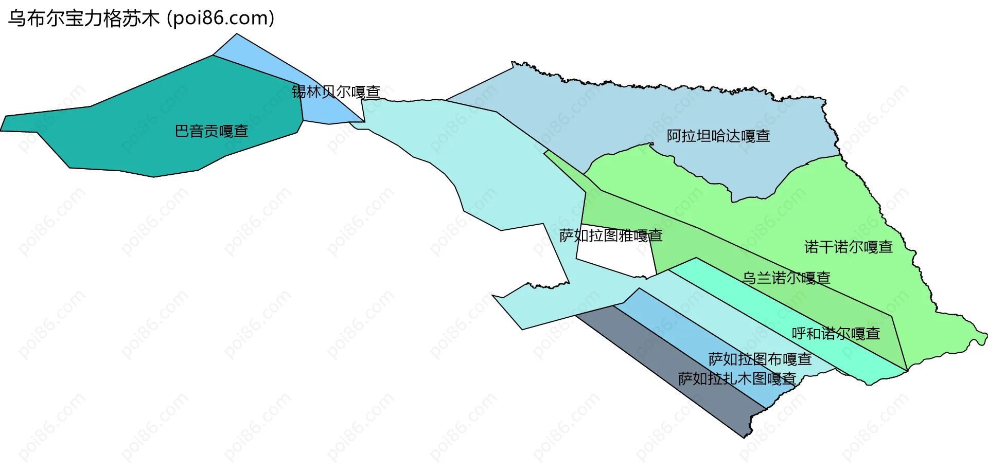 乌布尔宝力格苏木边界地图(五级行政区划)