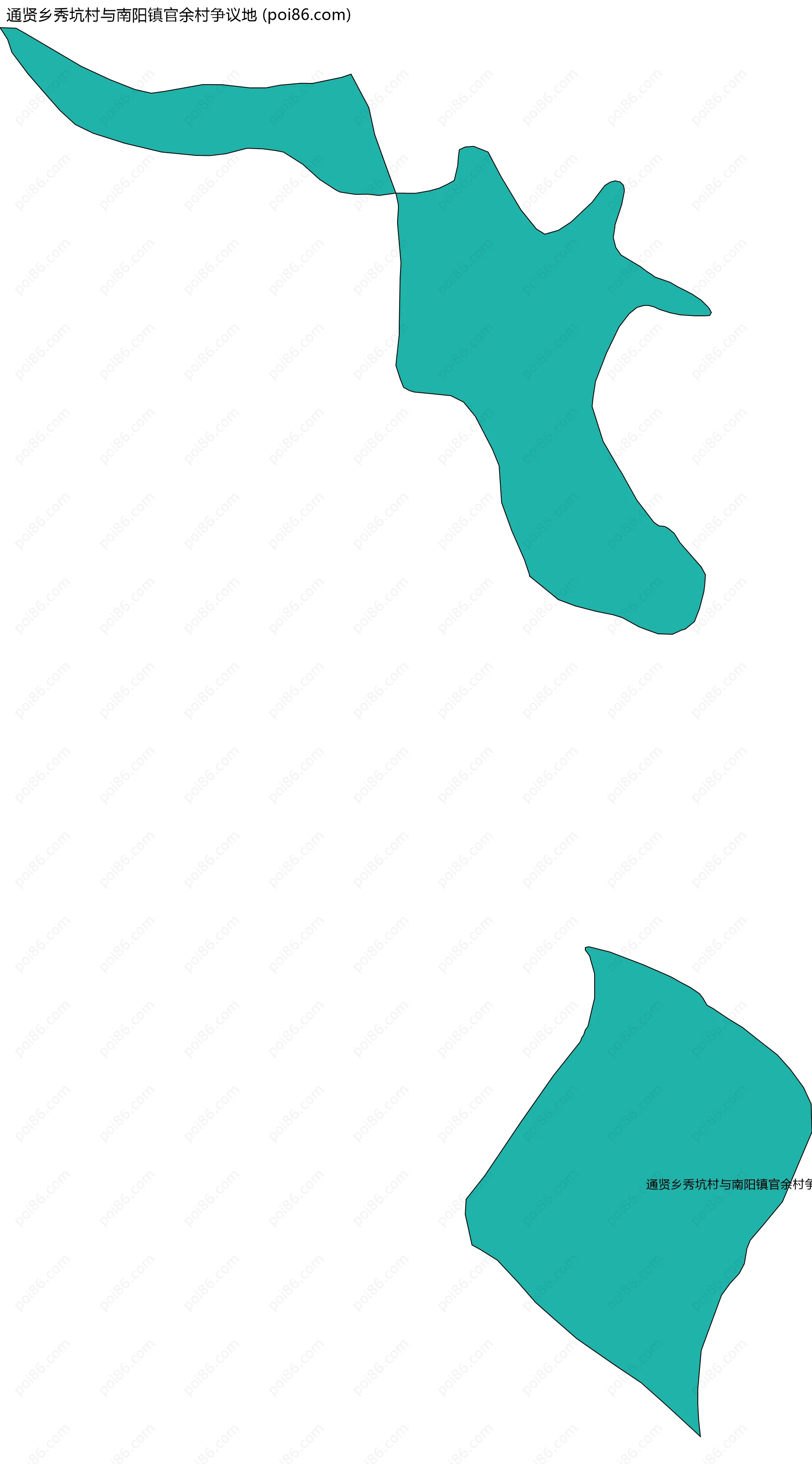 通贤乡秀坑村与南阳镇官余村争议地边界地图