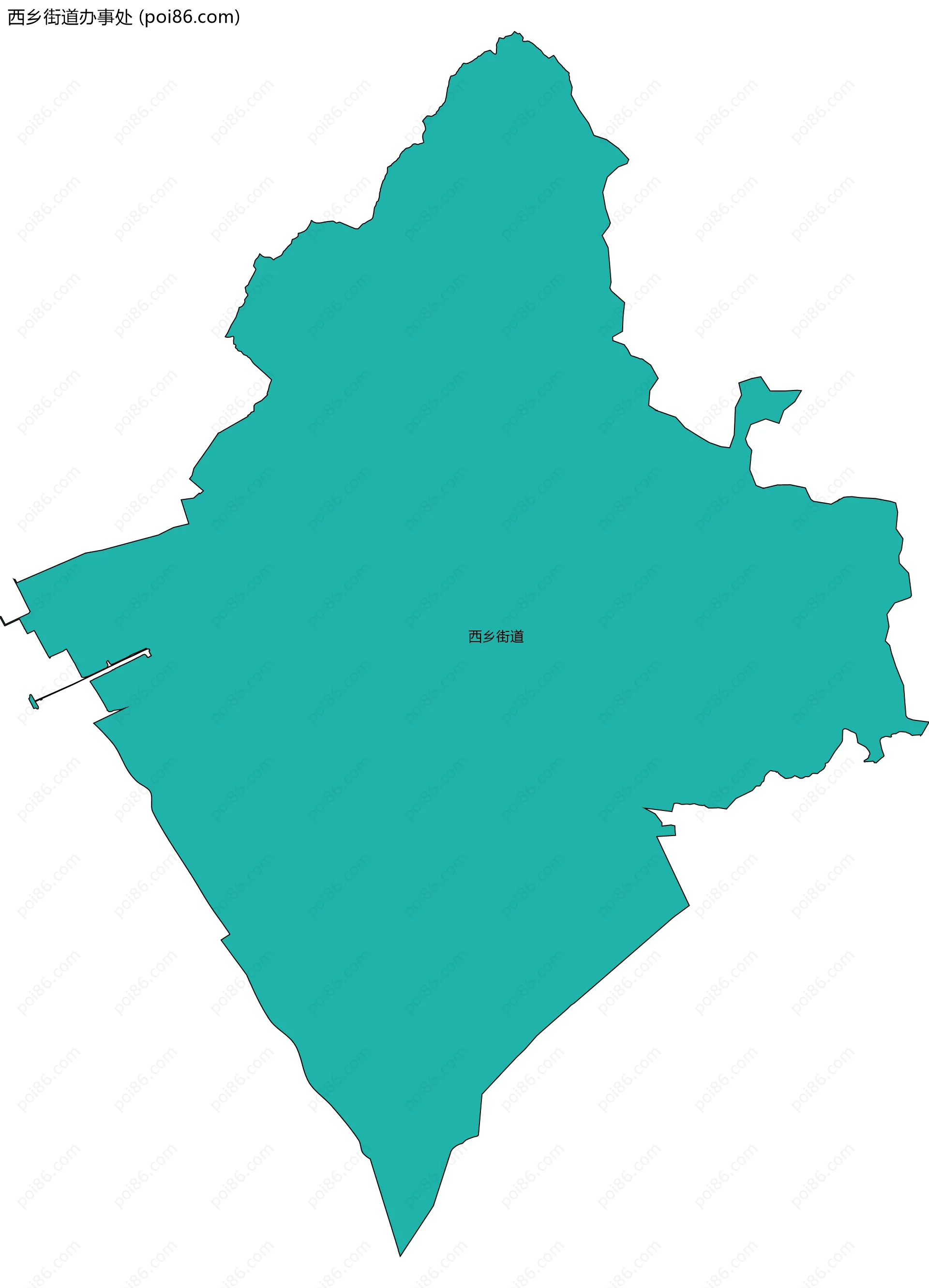 西乡街道办事处边界地图(五级行政区划)