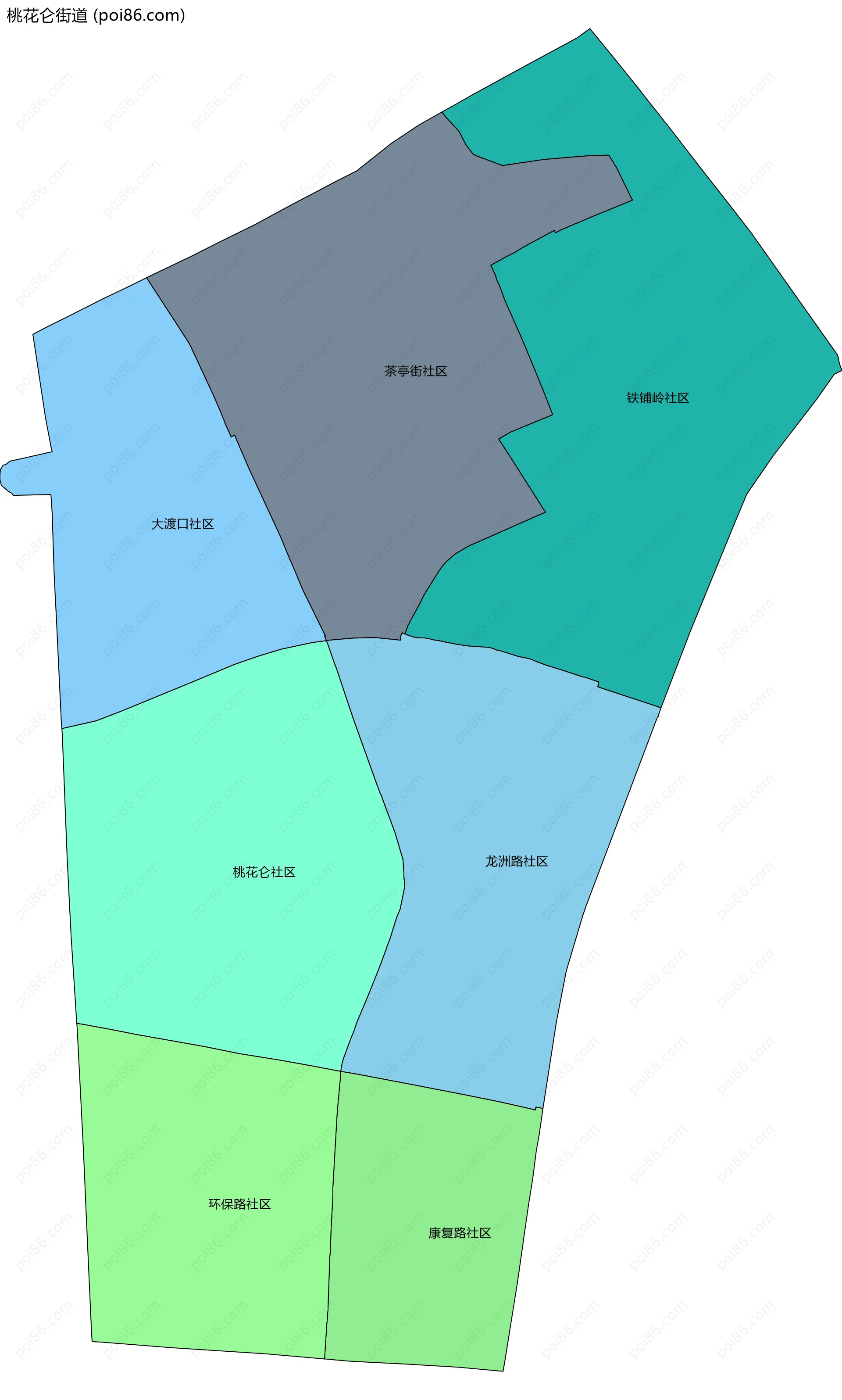 桃花仑街道边界地图(五级行政区划)