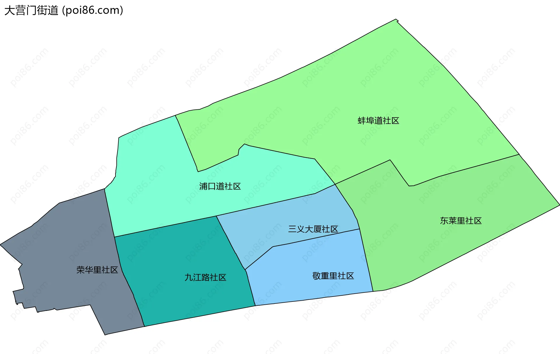 大营门街道边界地图(五级行政区划)