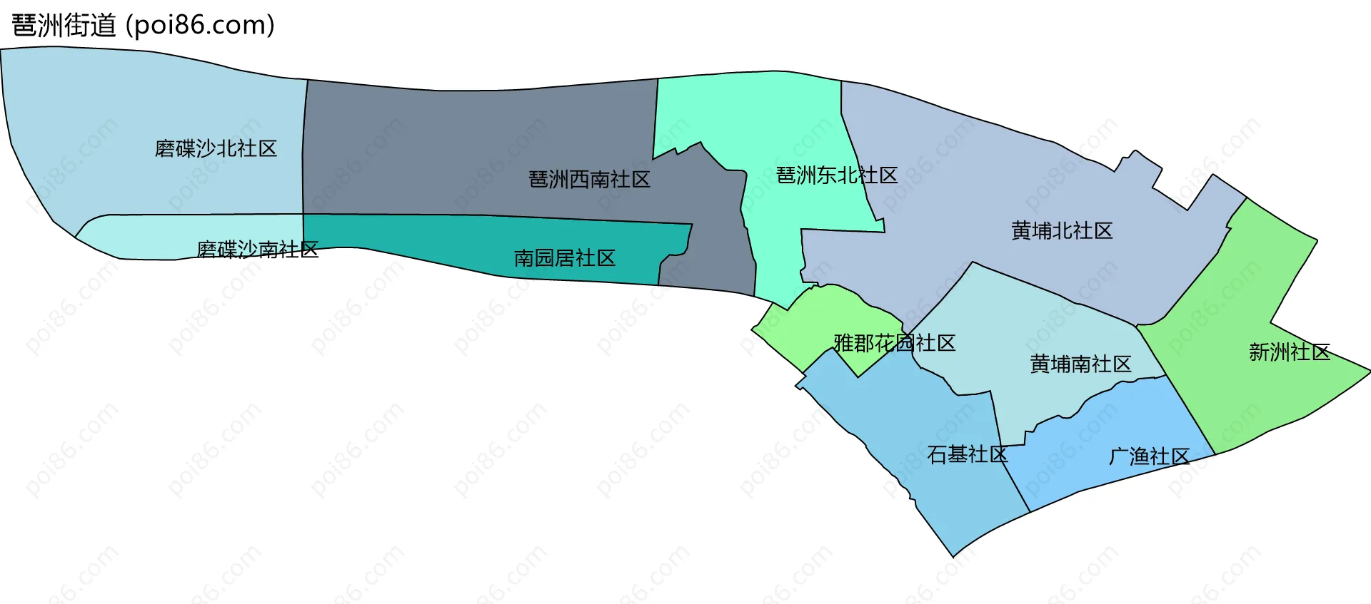 琶洲街道边界地图(五级行政区划)