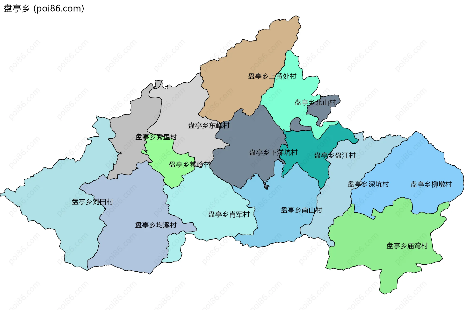 盘亭乡边界地图(五级行政区划)