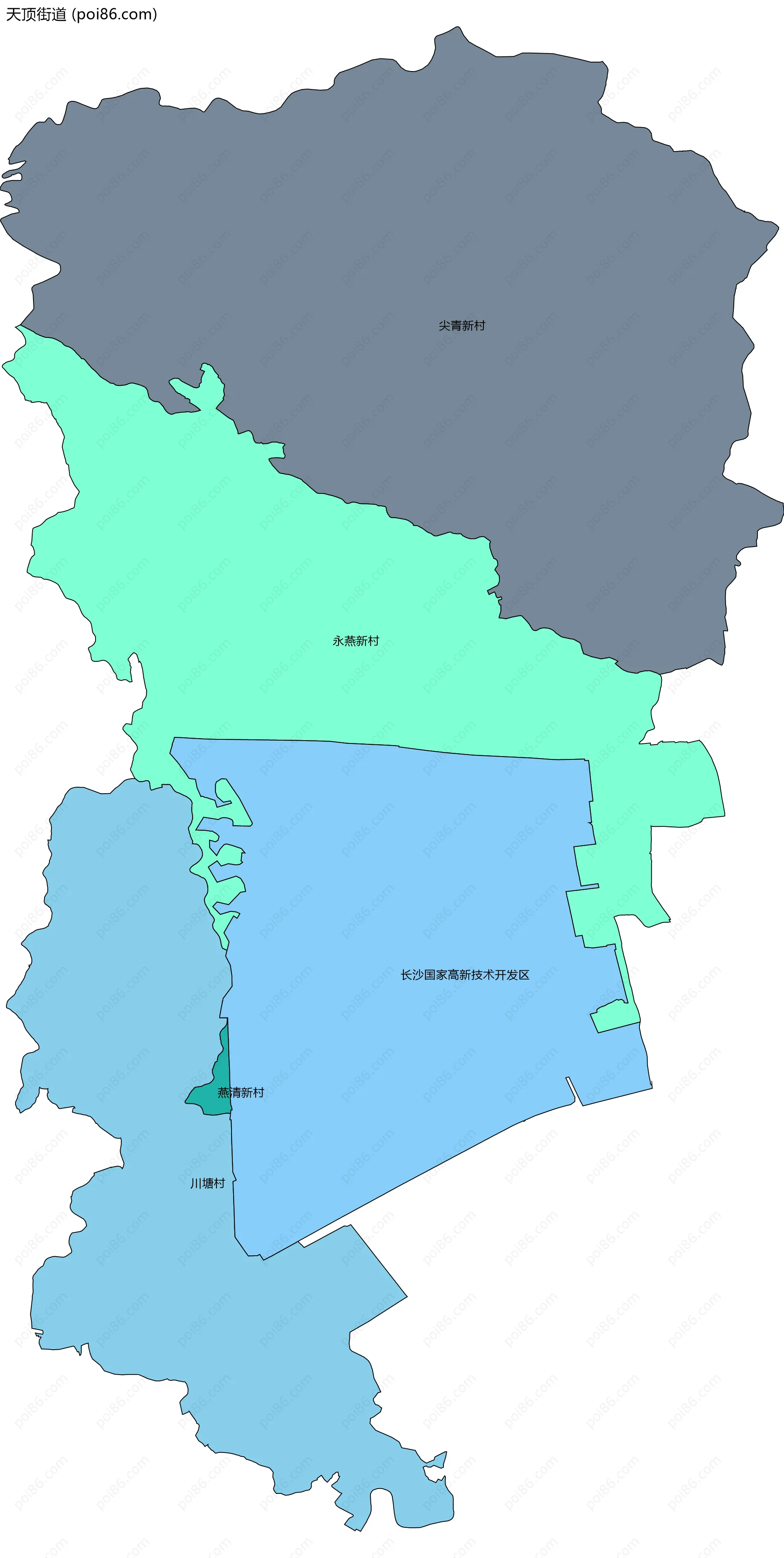 天顶街道边界地图(五级行政区划)