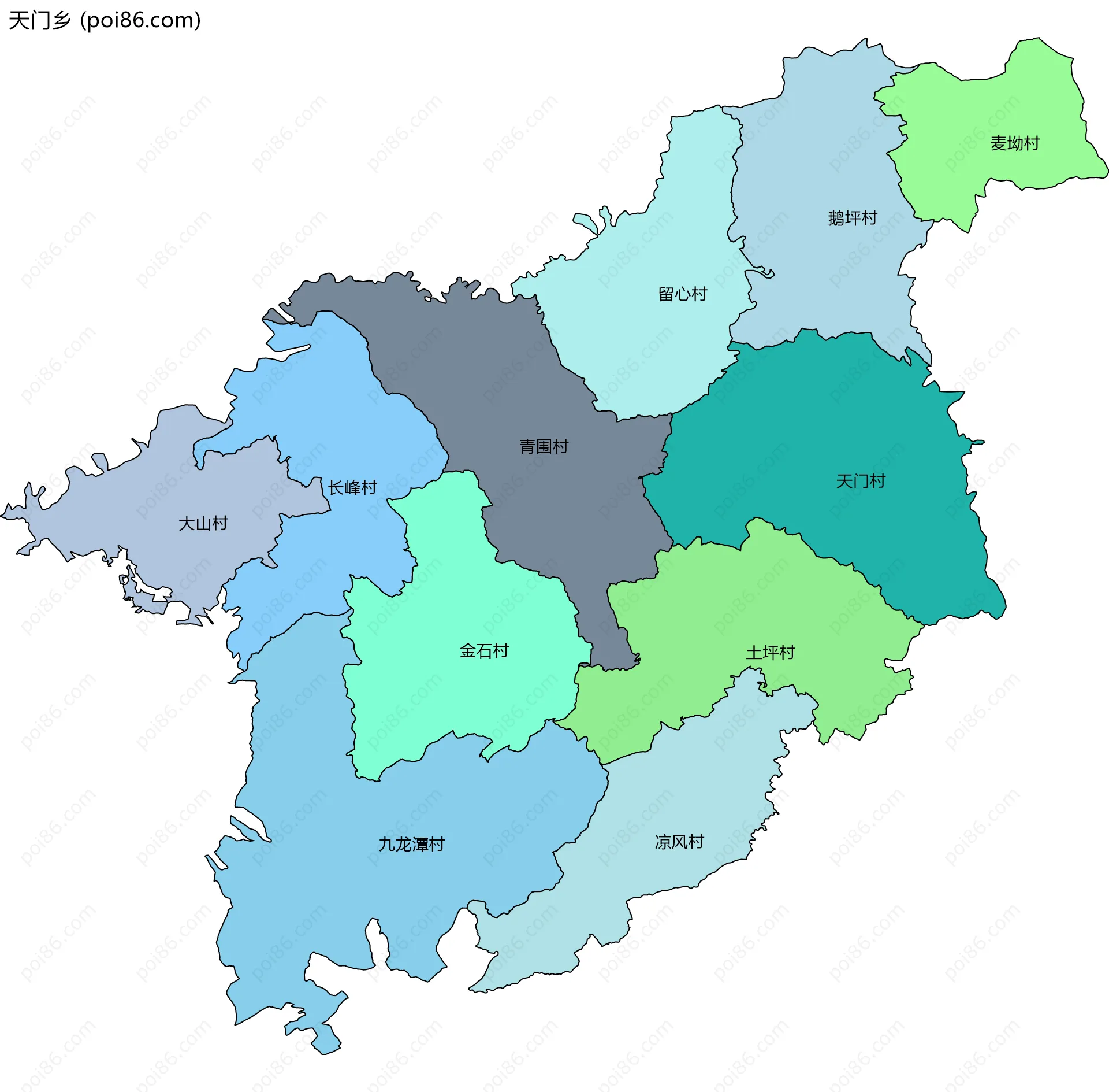 天门乡边界地图(五级行政区划)