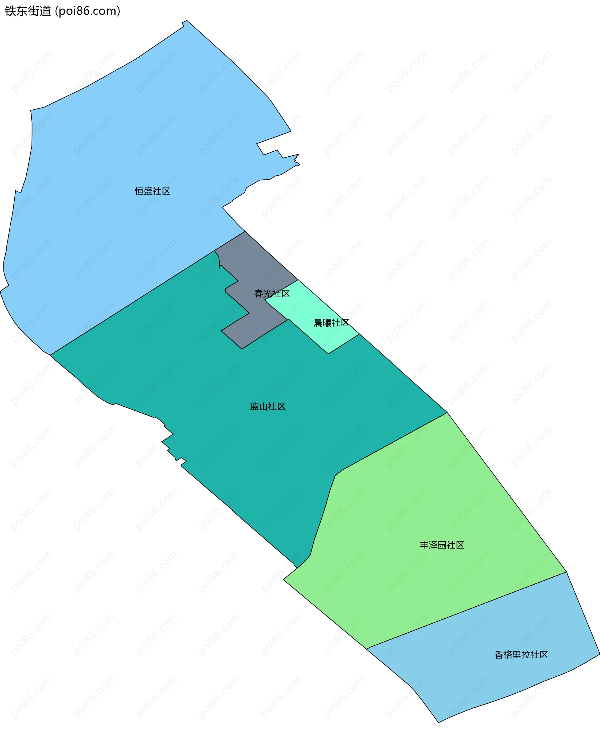铁东街道边界地图(五级行政区划)