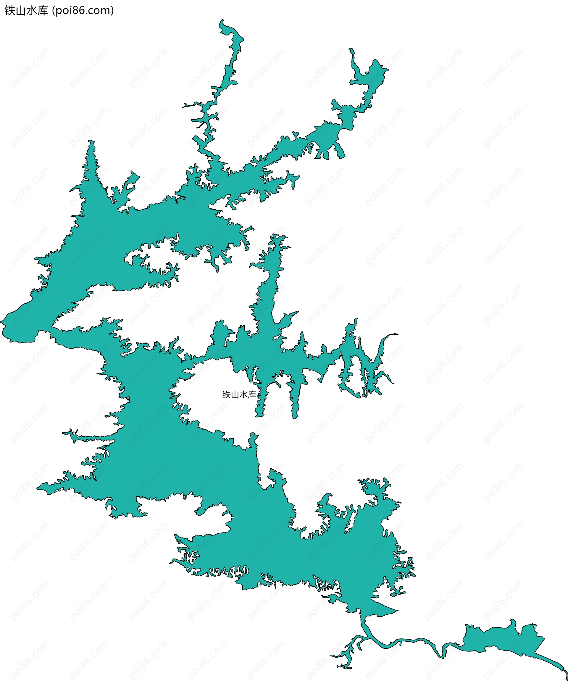 铁山水库边界地图(五级行政区划)