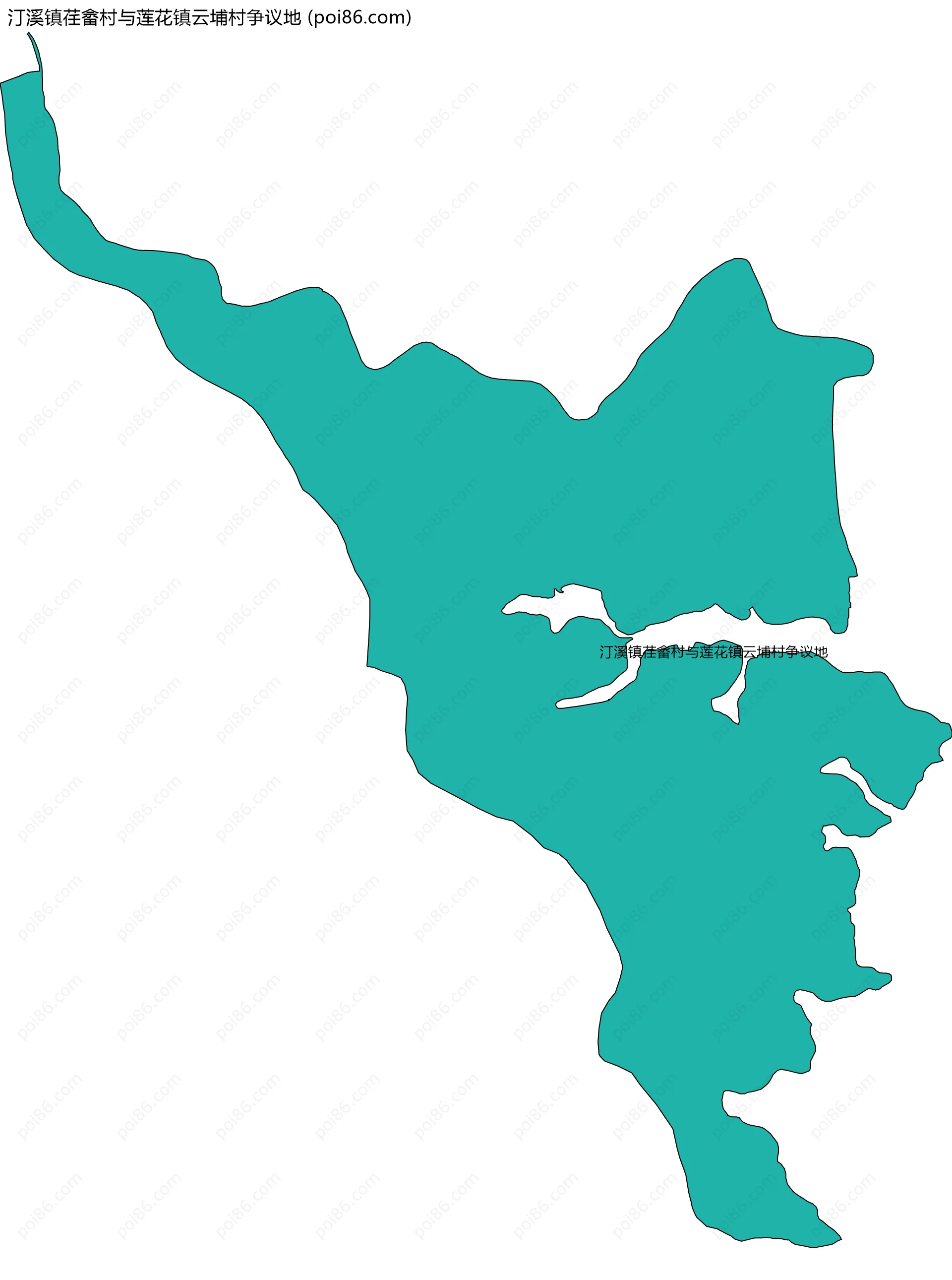 汀溪镇荏畲村与莲花镇云埔村争议地边界地图
