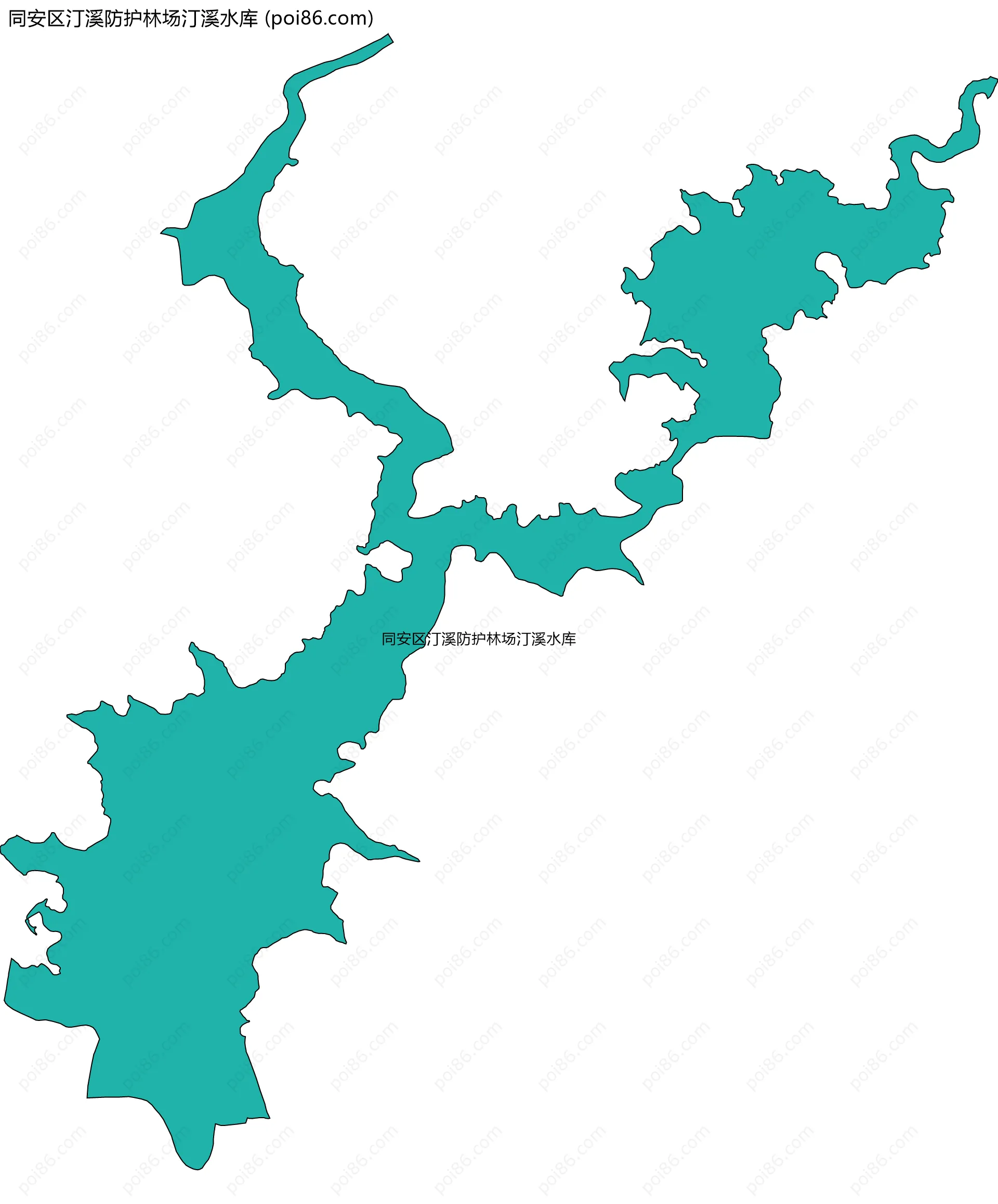 同安区汀溪防护林场汀溪水库边界地图