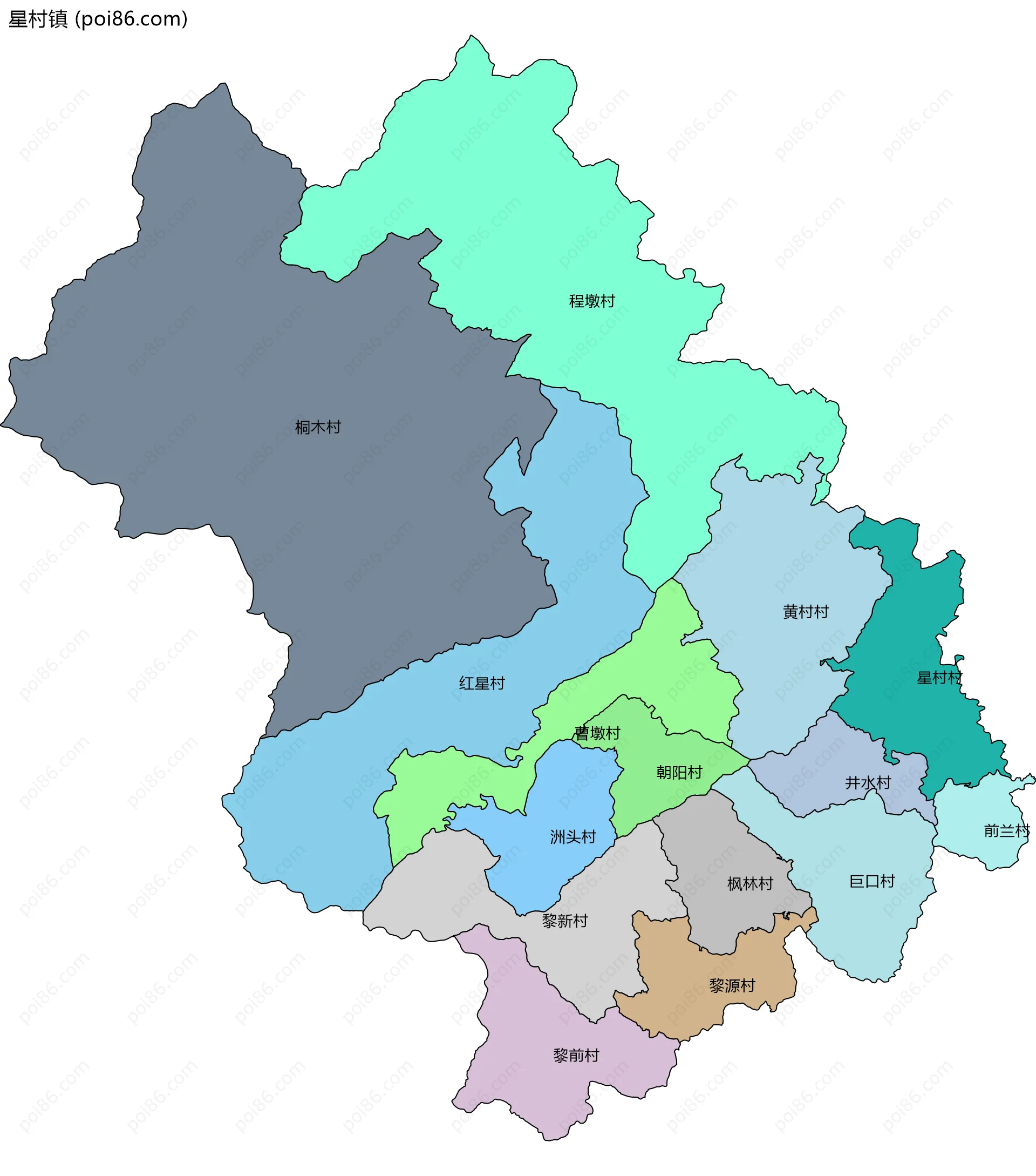 星村镇边界地图(五级行政区划)