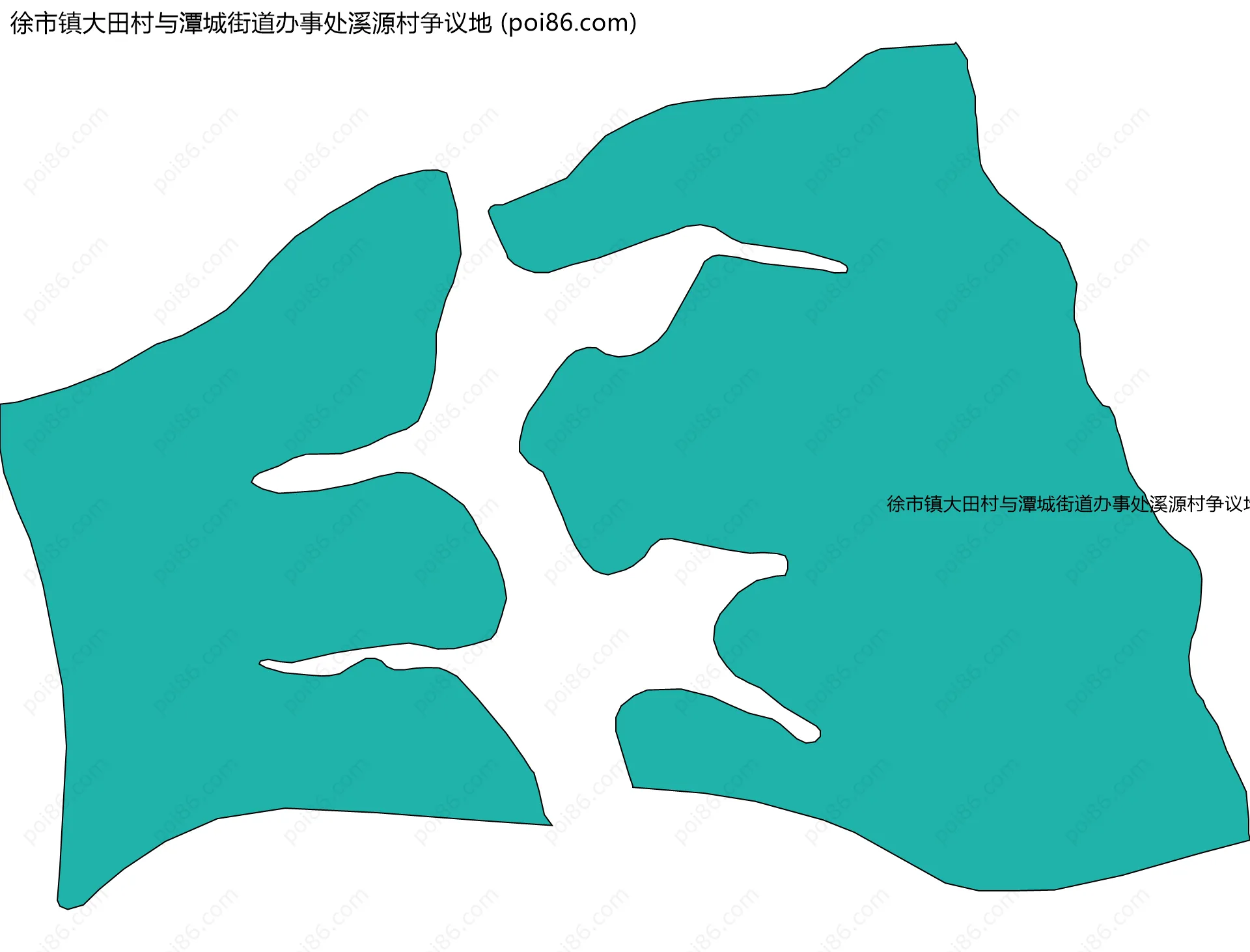 徐市镇大田村与潭城街道办事处溪源村争议地边界地图